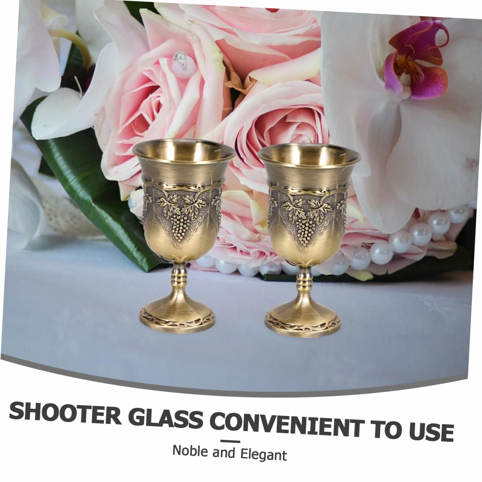 Hohopeti Metalowy Tłoczony Kielich Do Wina z Wzorem Winogron Stabilny i Elegancki Kubek Do Chińskich i Prezentów Vintage Style Wine Supplies Cup