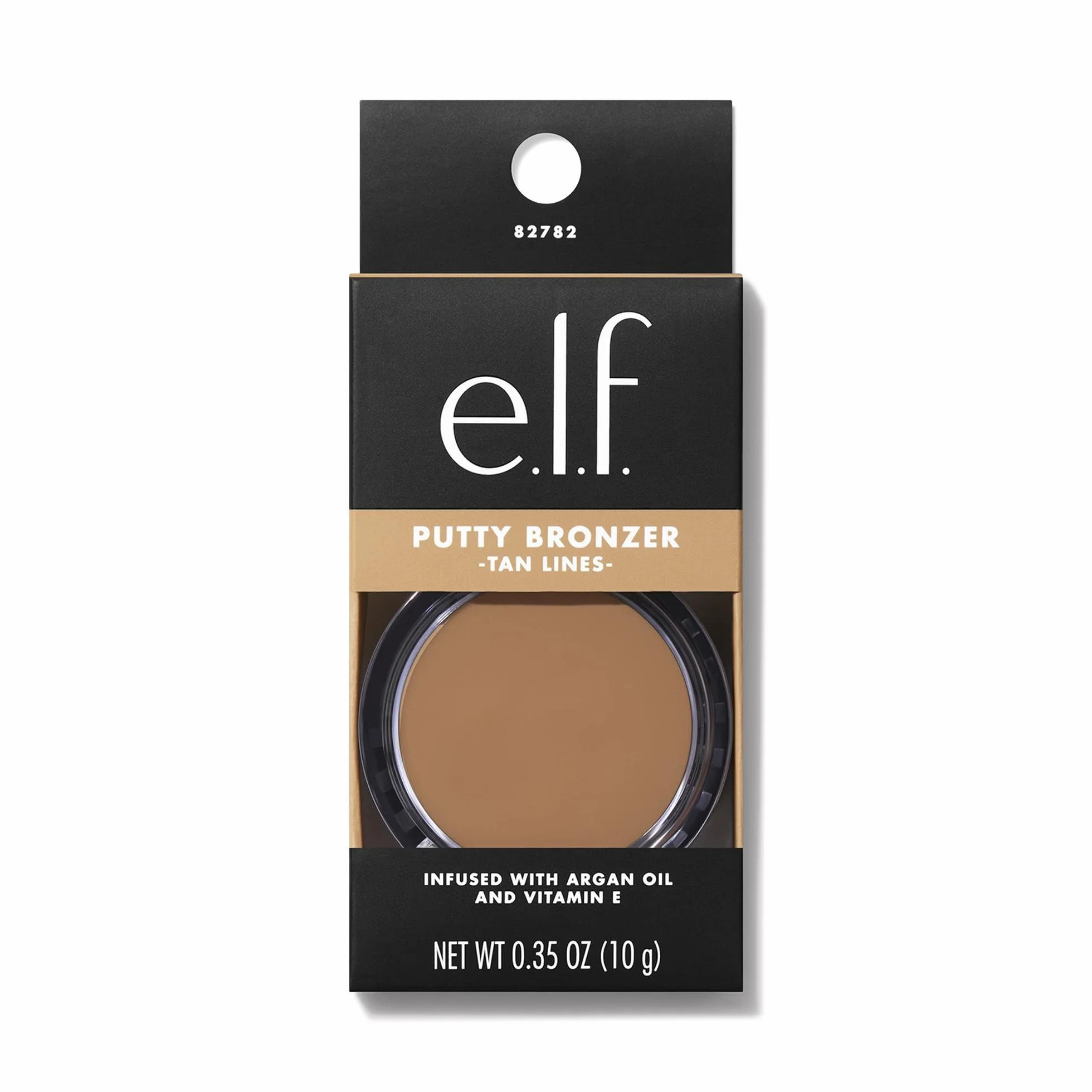e.l.f. Putty Bronzer, kremowa i wysoko pigmentowana formuła, zapewnia długotrwały opalony połysk, z olejkiem arganowym i witaminą E, Tan Lines, 10 g