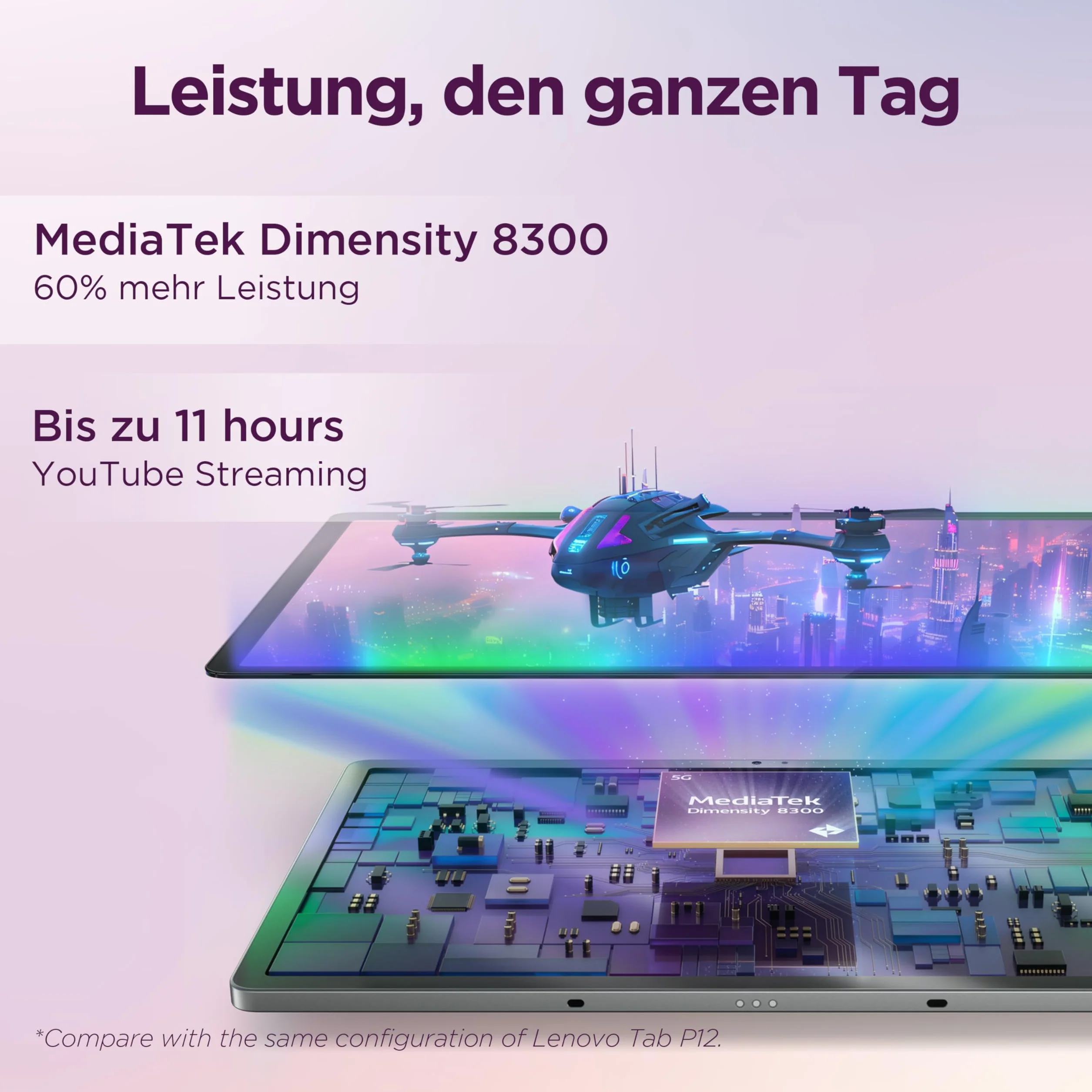 Lenovo Idea Tab Pro Tablet | 12,7" wyświetlacz 3K | MediaTek Dimensity 8300 | 8 GB RAM | 256 GB eMMC | Android 14 | Luna Grey | w zestawie Tab Pen Plus