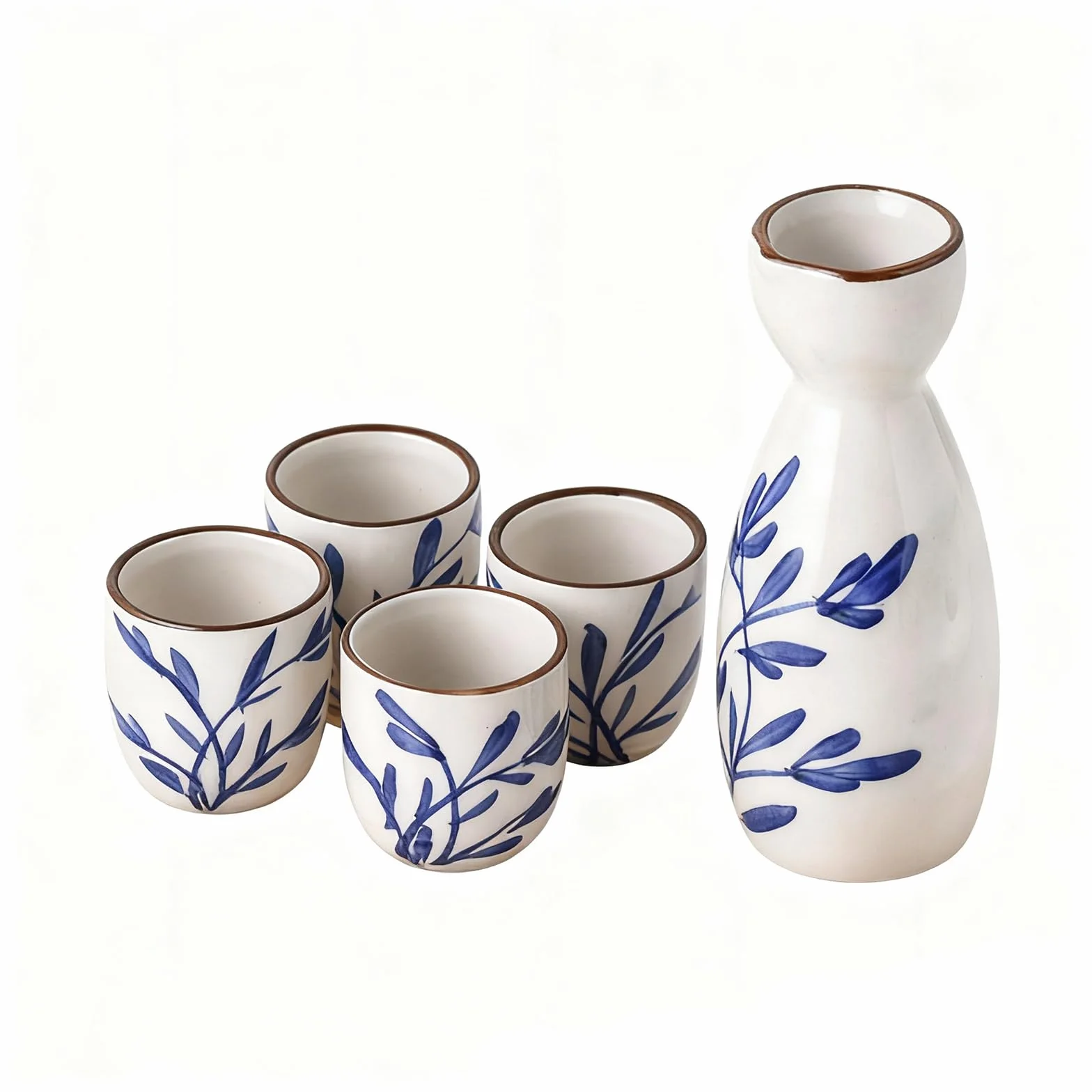 Ceramiczny zestaw do sake z kamionki, japoński zestaw porcelany biały