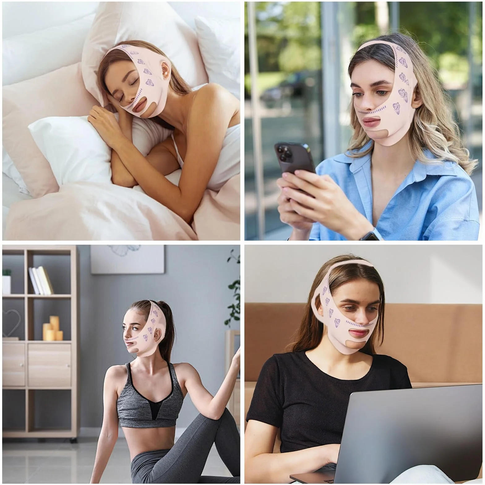 V Maseczki na twarz, Beauty Face Sculpting Sleep Mask V Line Lifting Maska Wielokrotnego użytku Reduktor podwójnego podbródka Pas na szczupłość twarzy na poprawę luźnej skóry twarzy Poprawa morfologii