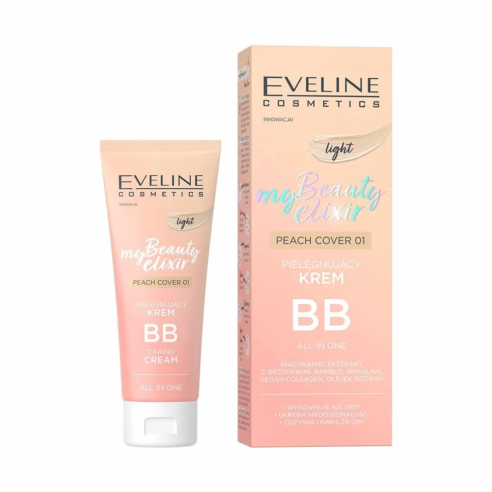 Eveline Cosmetics BB Cream nr 01 - Light | Mein Beauty Elixir | nawilżający i wygładzający All-in-One pielęgnacja dla naturalnego blasku