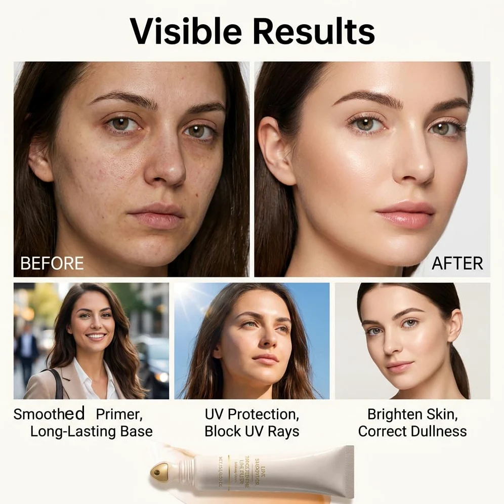 Wygładzający i równomierny podkład do twarzy dla dojrzałej skóry, krem zmarszczkowy do oczu i twarzy, wypełniacz zmarszczek Instant Blurring Primer Eye Lift Cream (8 szt.)