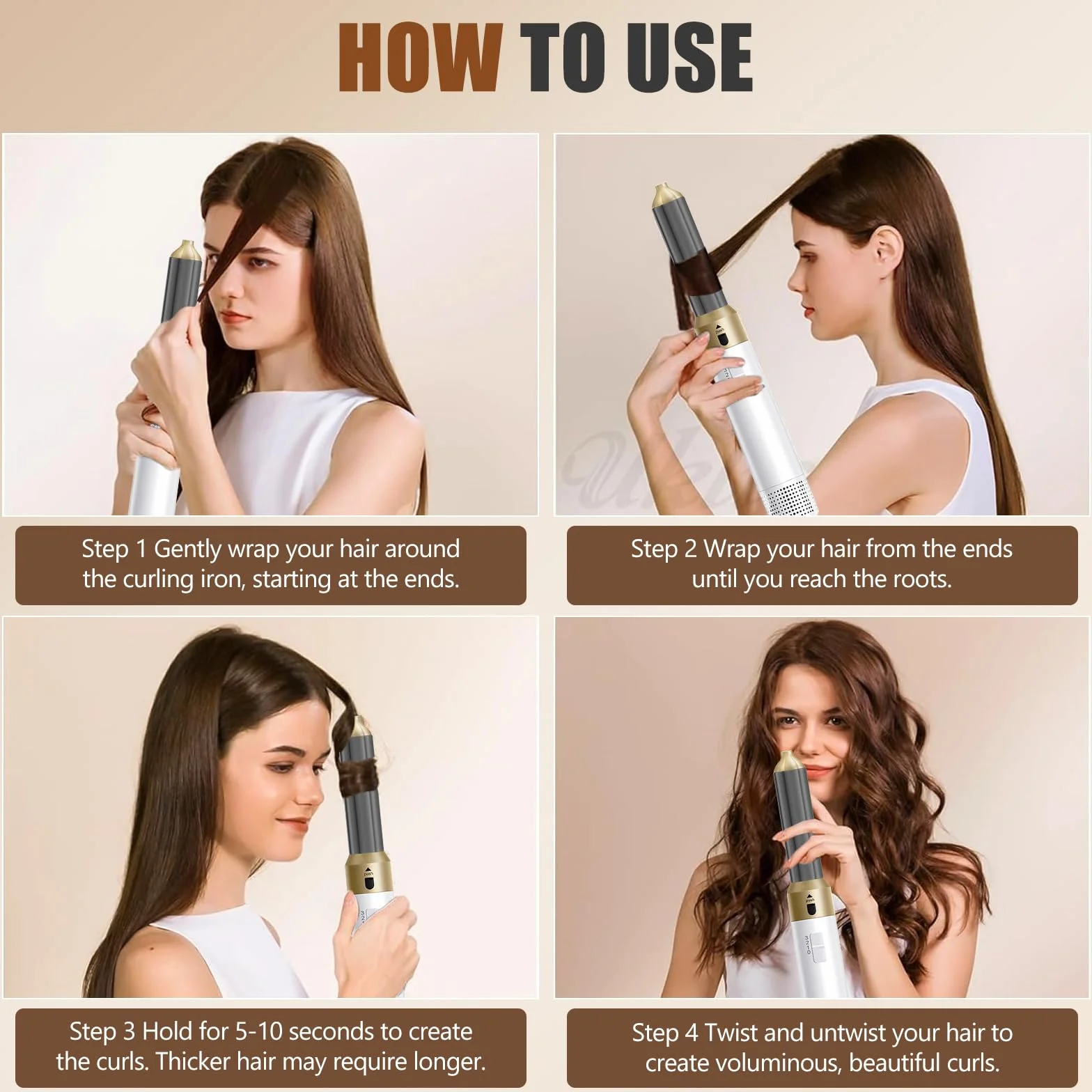 Hairstyler 6 w 1, suszarka jonowa, 1000 W, wielofunkcyjna lokówka do włosów, automatyczna lokówka, technologia ceramiczna, profesjonalna szczotka z ciepłym powietrzem, lokowanie i prostowanie (biała)