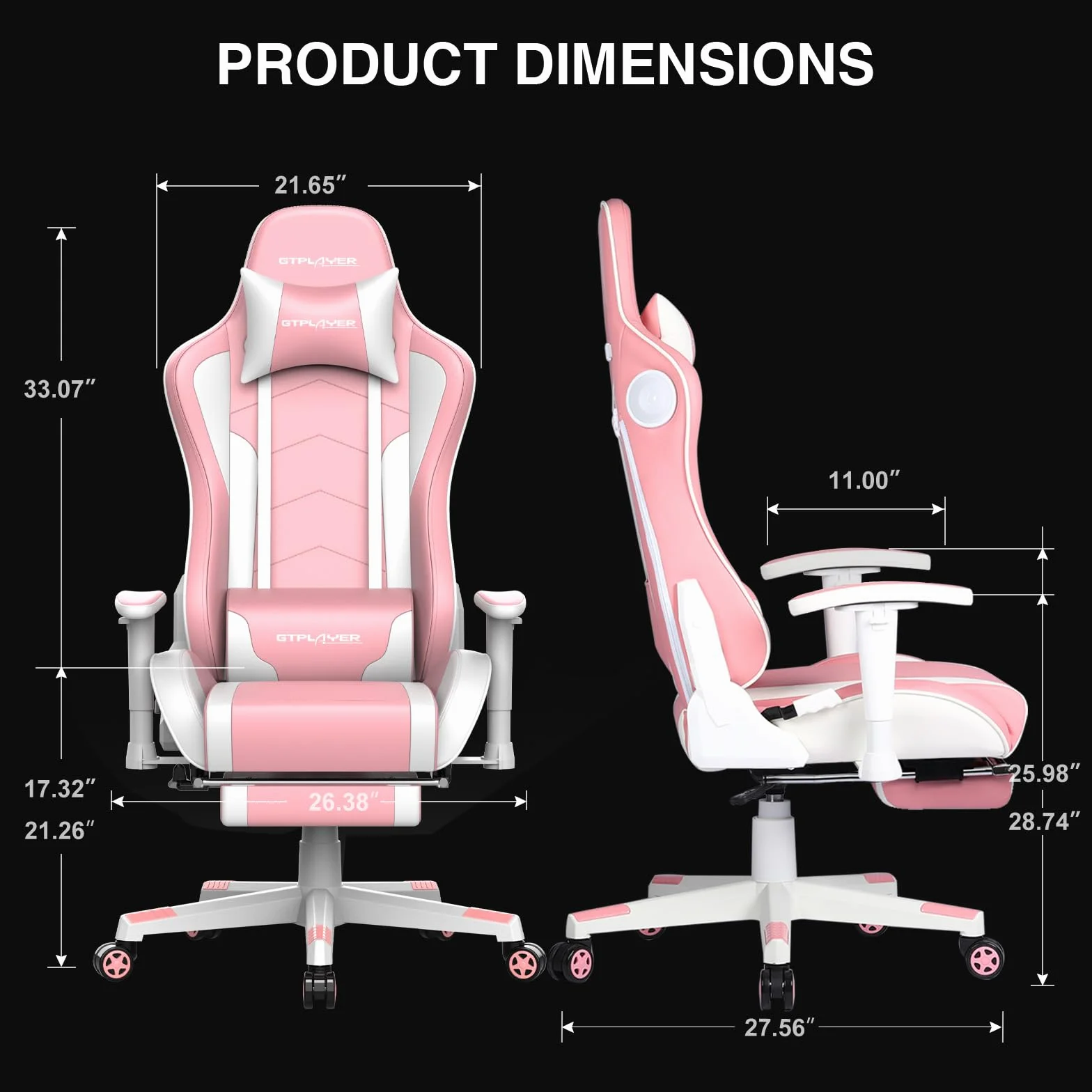 GTPLAYER Fotel gamingowy z podnóżkiem, głośnik Bluetooth, ergonomiczne krzesło biurowe