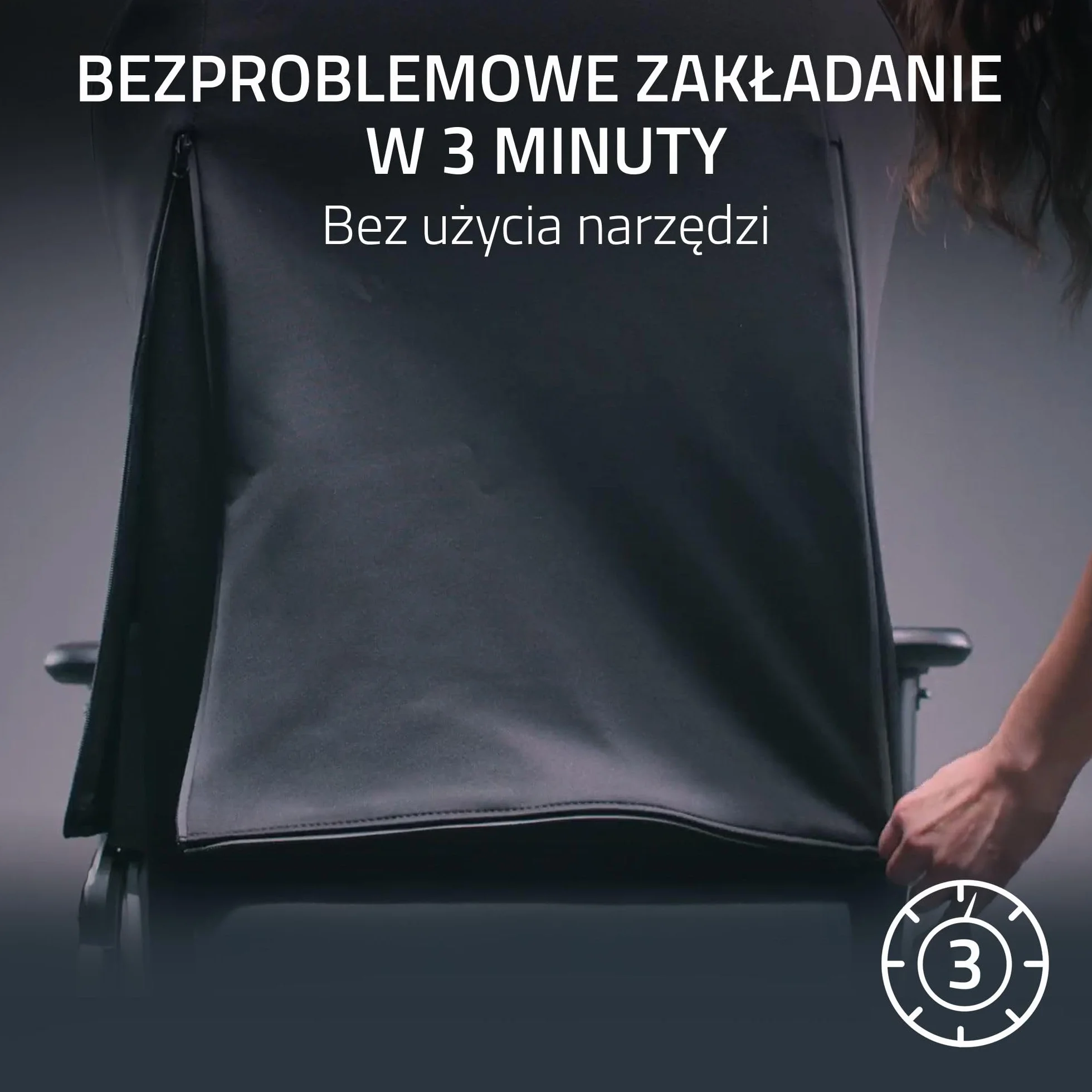 Razer Gaming Chair Sleeves - zaprojektowane Iskur V2 X - wytrzymałe i w pełni nadające się do prania - ochrona przed brudem i plamami (2 sztuki na oparcie i siedzisko) Czarny