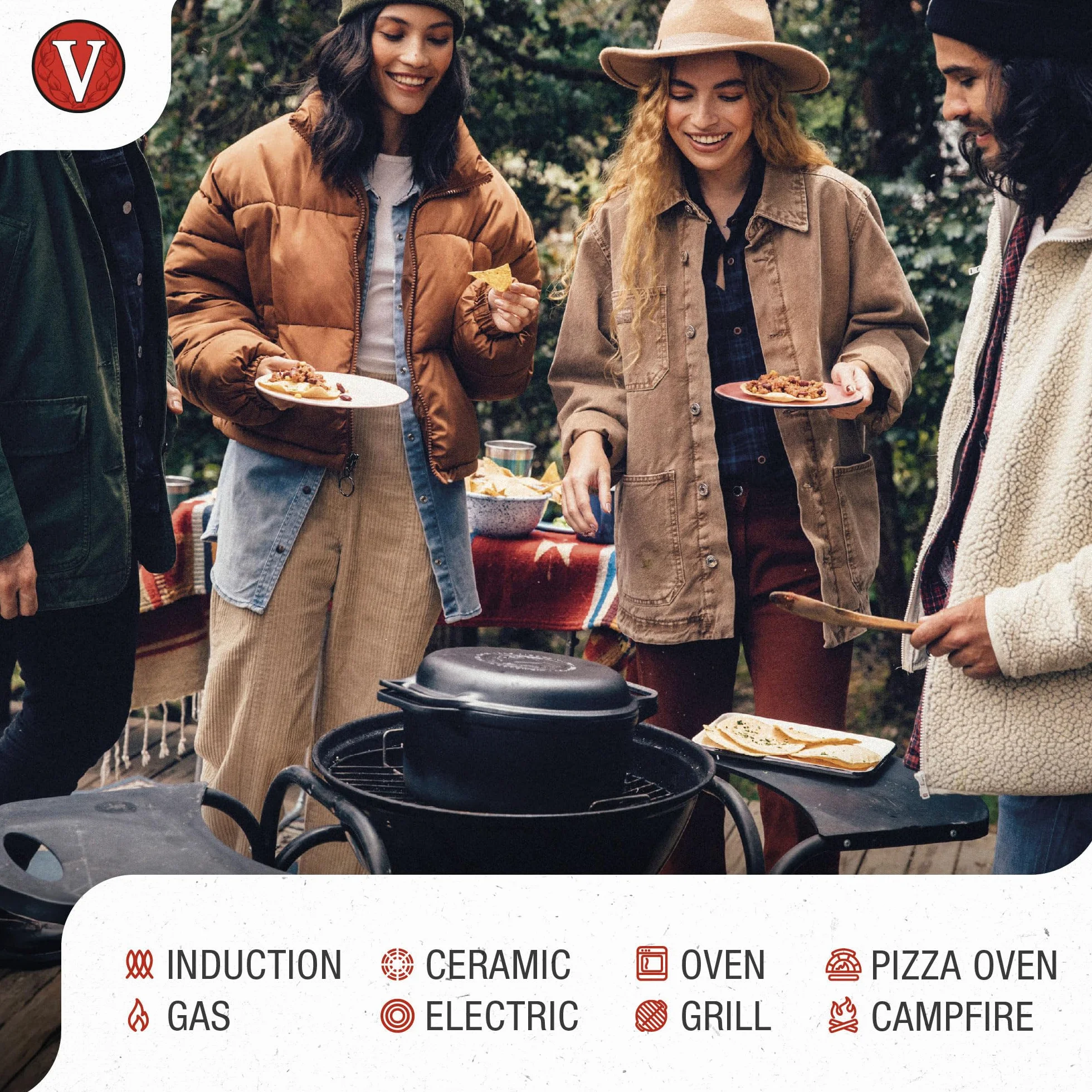 Victoria Garnek żeliwny emaliowany 27 cm Cocotte 5,7 l zestaw 2 szt.