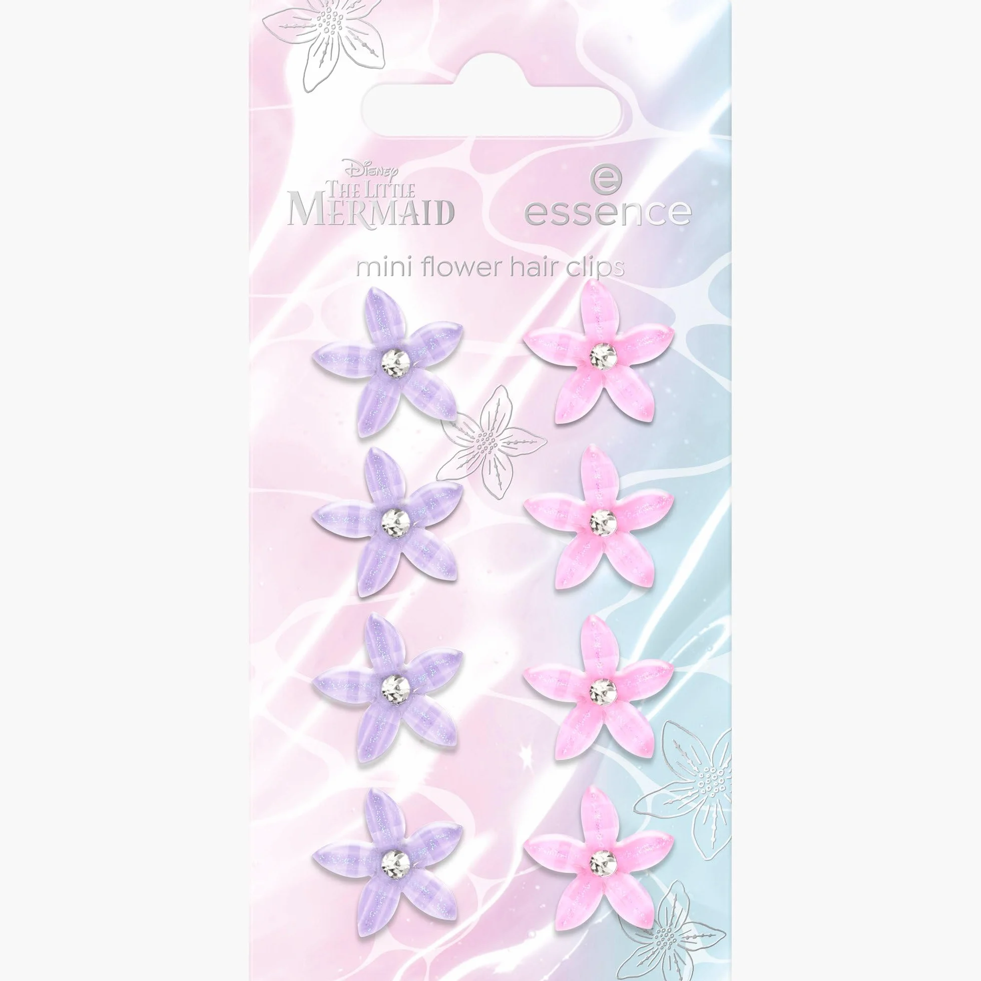 essence Mini klipsy do włosów w kształcie kwiatów Disney THE LITTLE MERMAID (8pcs)