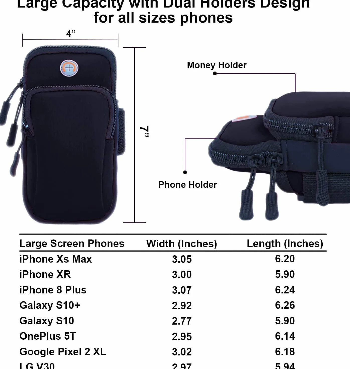 Sportowa opaska na ramię uniwersalna torba na ramię do 7,0", iPhone 14 13 Pro 12 11 XS Max X 8 7Plus, Galaxy S22 S21 Plus S10E S9 Huawei Xiaomi