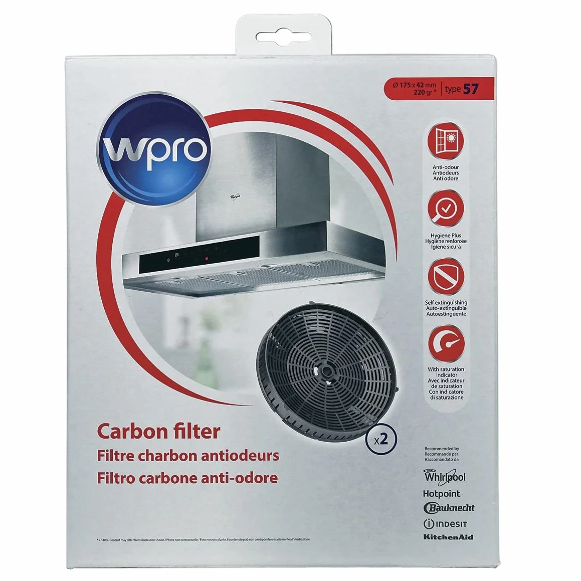 Whirlpool Bauknecht filtr węglowy zapachowy do okapu kuchennego typ 57 2 szt.