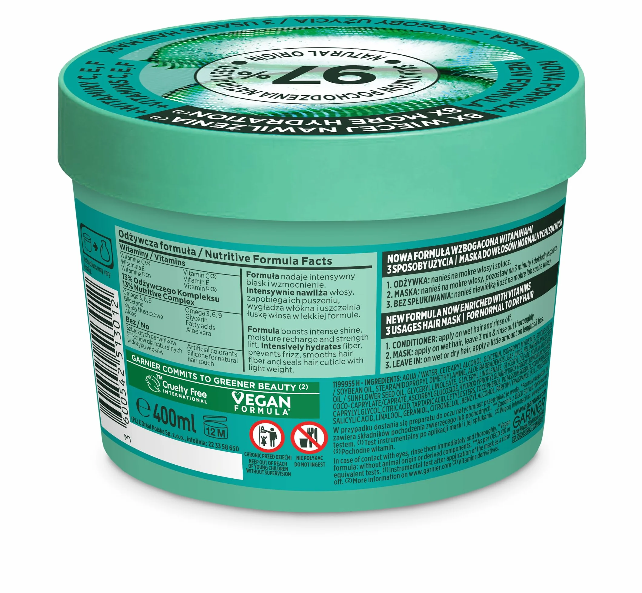 Garnier Fructis Hair Food Aloe Maska do włosów normalnych i suchych 400 ml