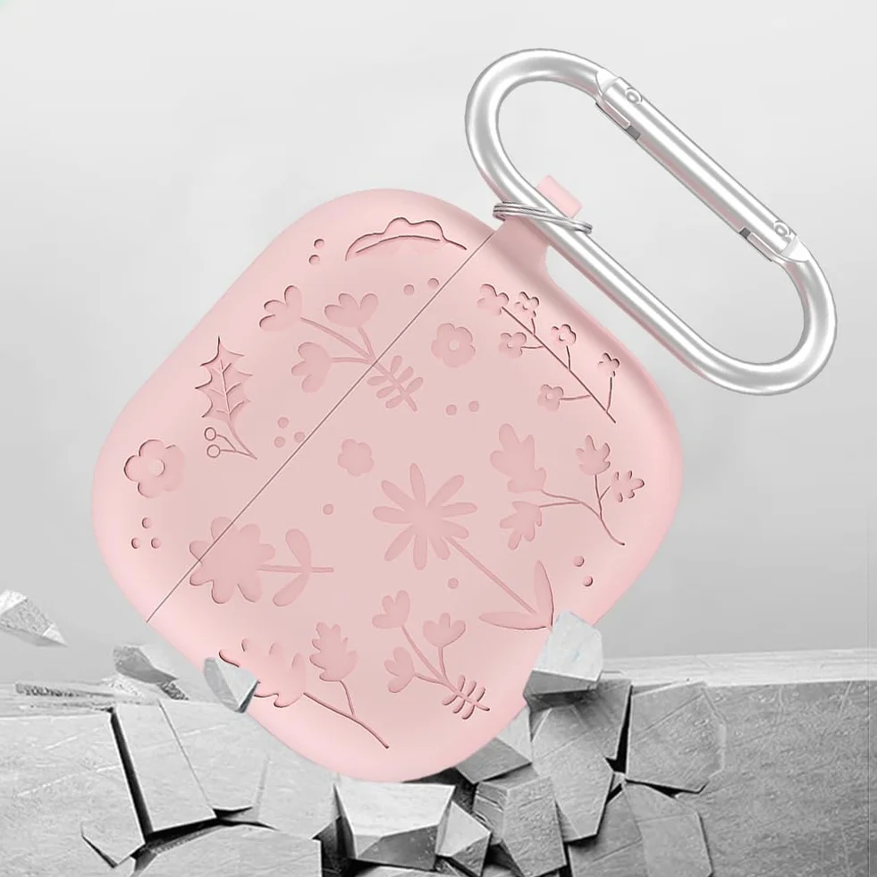 Urocze etui do Apple do AirPods 4 2024, 3D kwiat silikonowe miękkie etui na słuchawki pokrowiec ochronny z karabińczykiem do etui ładującego AirPods 4