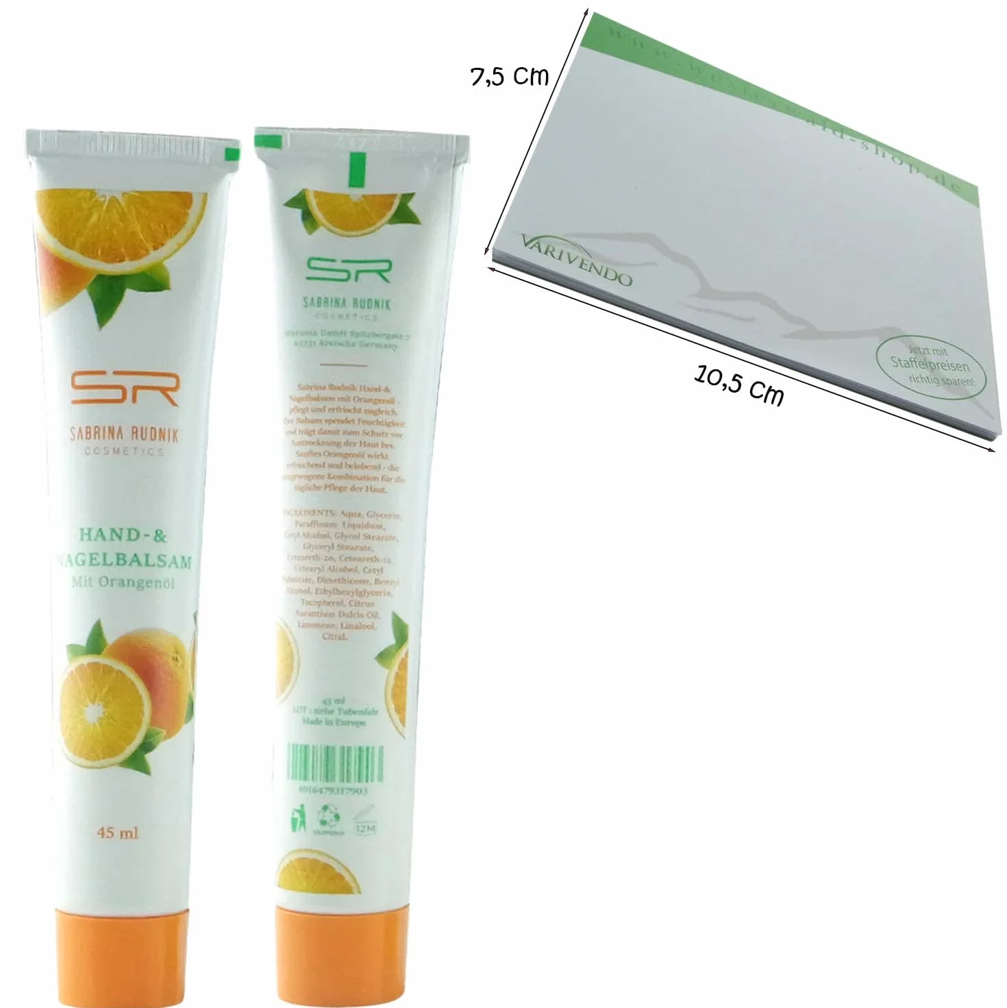 Balsam do rąk i paznokci z olejkiem pomarańczowym 45 ml + Blok notatkowy Varivendo