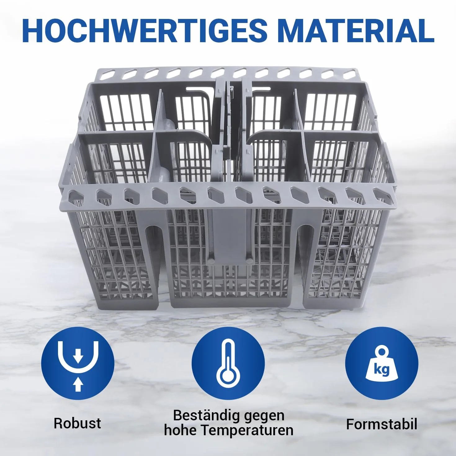 VIOKS Kosz na sztućce do zmywarki 3-częściowy zamiennik do Whirlpool Bаuknecht 488000386607 Indesit Hotpoint C00386607 kosz na sztućce do zmywarki - pojemnik na sztućce do dolnego kosza i koszy do