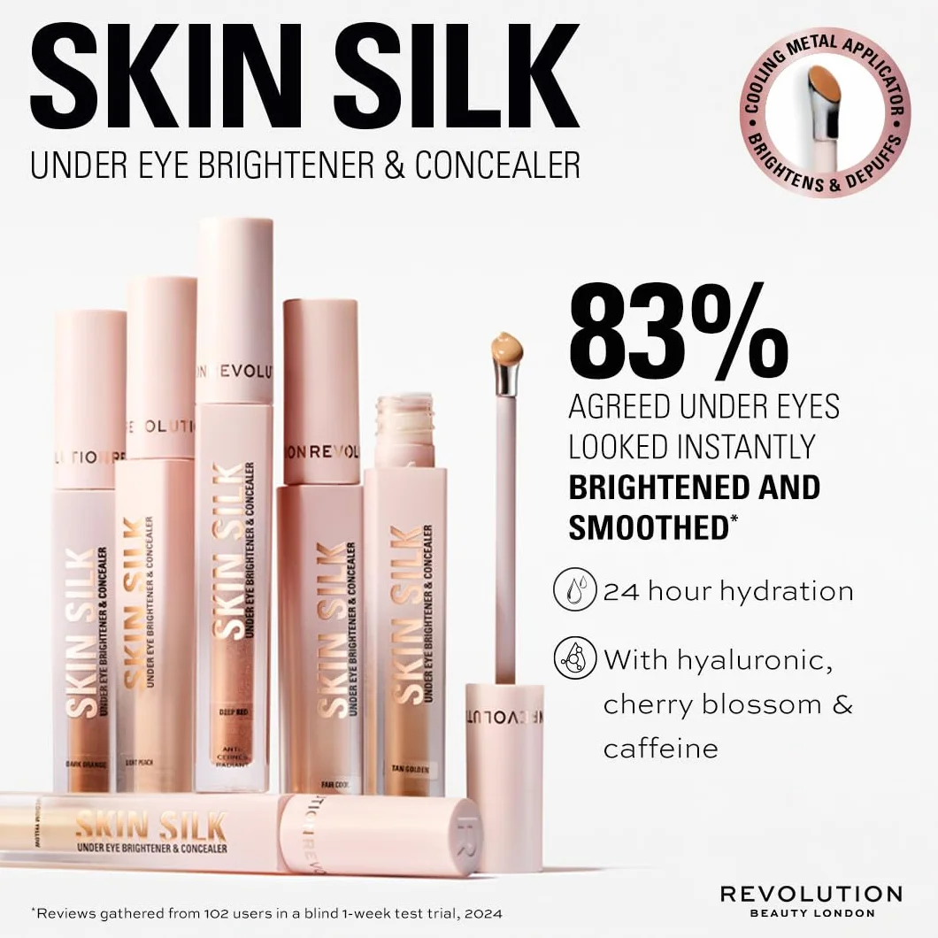 Revolution Beauty London Skin Silk Radiant Podkład do Twarzy, Jasna Brzoskwinia, 4 ml