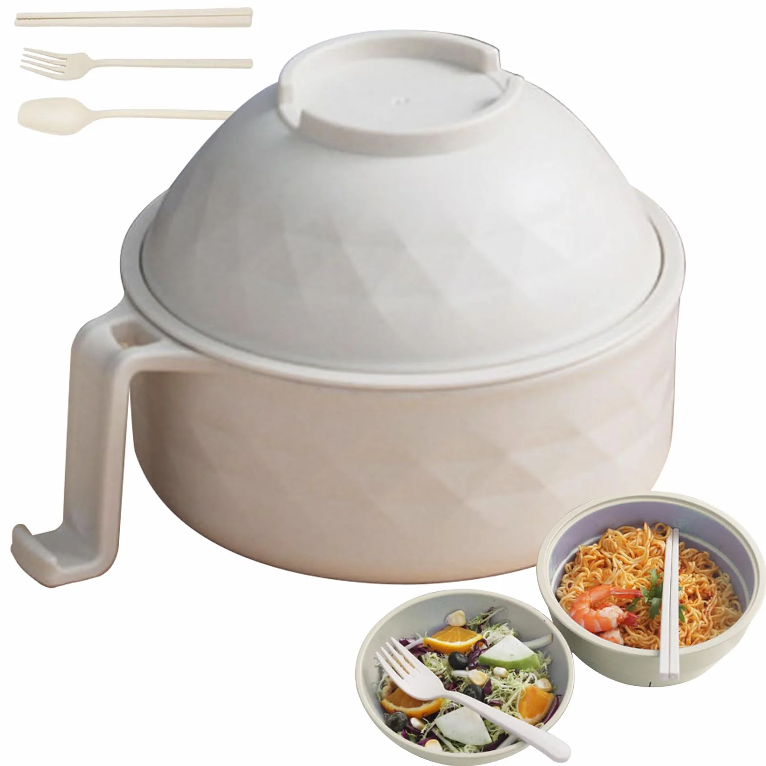Miska do makaronu i ramenu instant, Microwave Ramen Bowl z pokrywką, japońska miska na zupę z pałeczkami, zabezpieczona przed wyciekiem