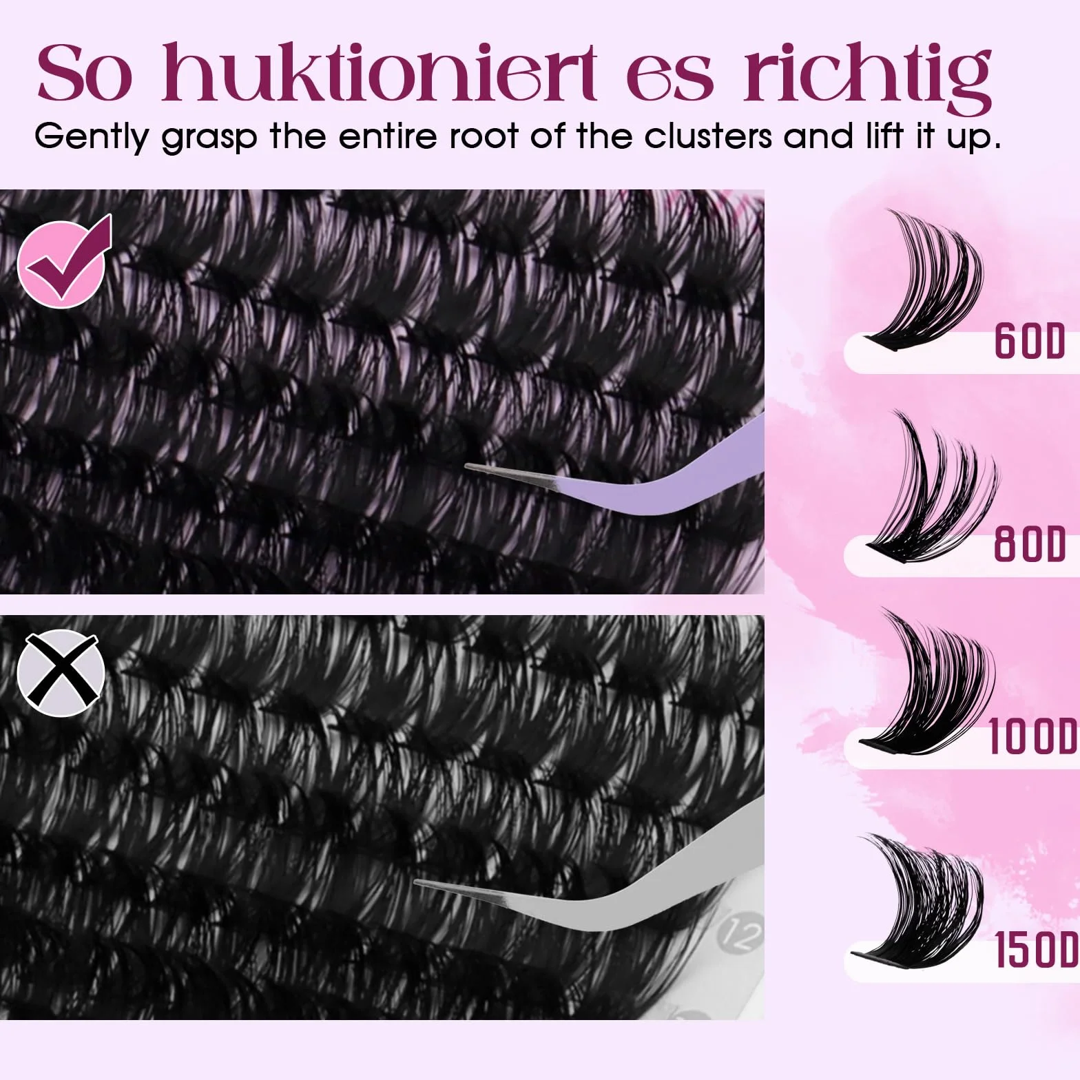 Indywidualne Rzęsy,60D+80D+100D+150D Cluster Lash D-Curl Puszyste Individual Eyelashes10-18mm do przedłużania rzęs DIY
