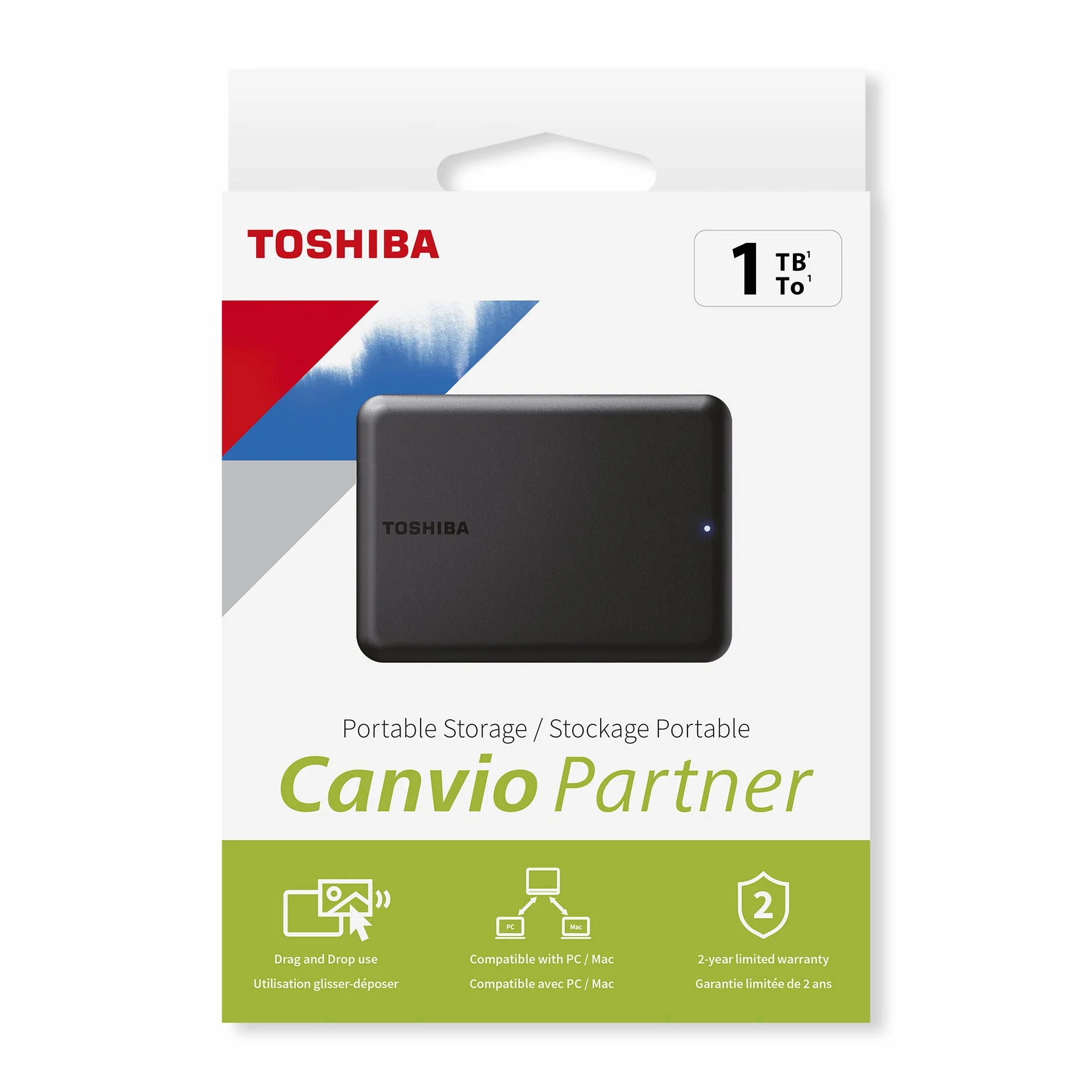 Toshiba Canvio Partner 1TB Portable zewnętrzny dysk twardy 2,5", USB 3.2 Gen 1, kompatybilny z Mac i Windows, zasilany przez USB
