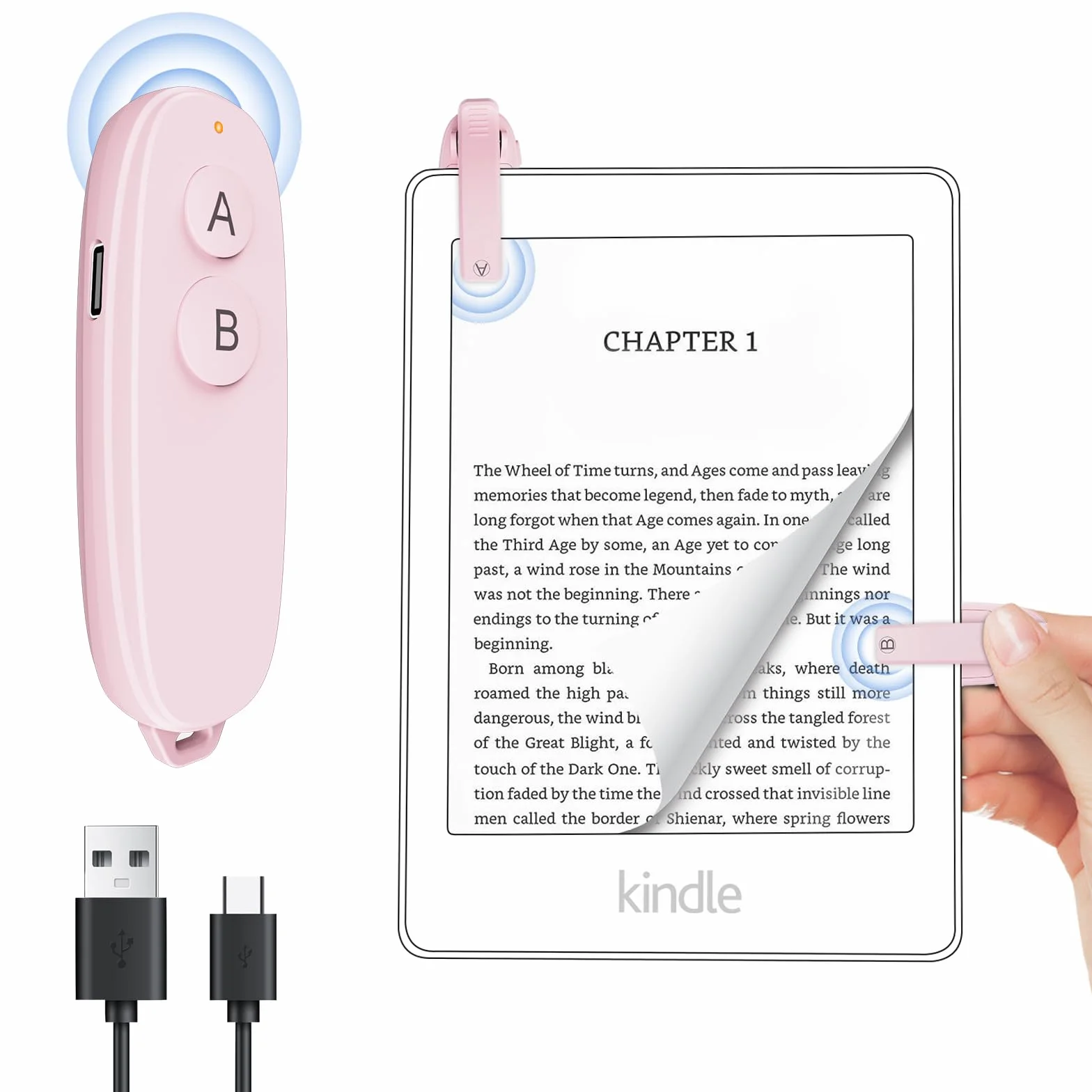 Paletta laterale telecomandata per Kindle Paperwhite Oasis Kobo eReader: scatto remoto per fotocamera, Kindle Clicker paletta laterale per iPhone iPad Android tablet Surface e-book lettura romanzi