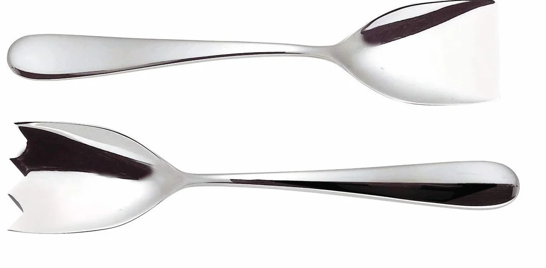 Alessi Nuovo Milano sztućce do sałatek, stal nierdzewna, srebrne, 2 sztuki