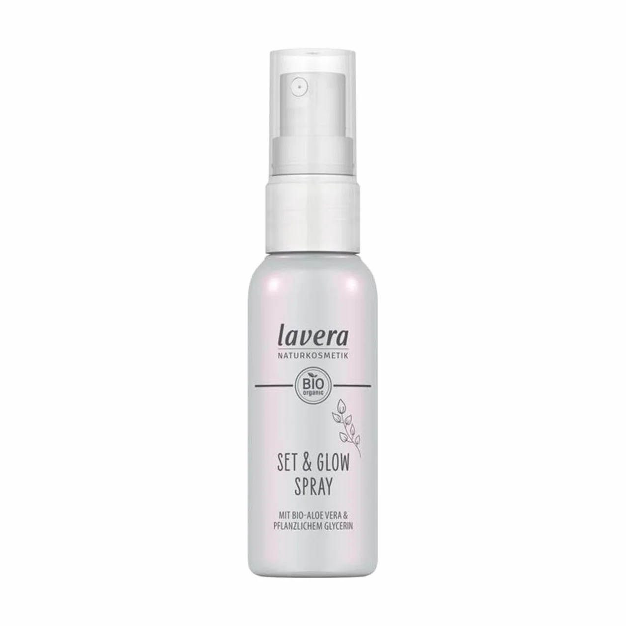 lavera Set & Glow Spray – utrwala makijaż – naturalne wykończenie – nawilżający – wegański – naturalny kosmetyk – 50 ml