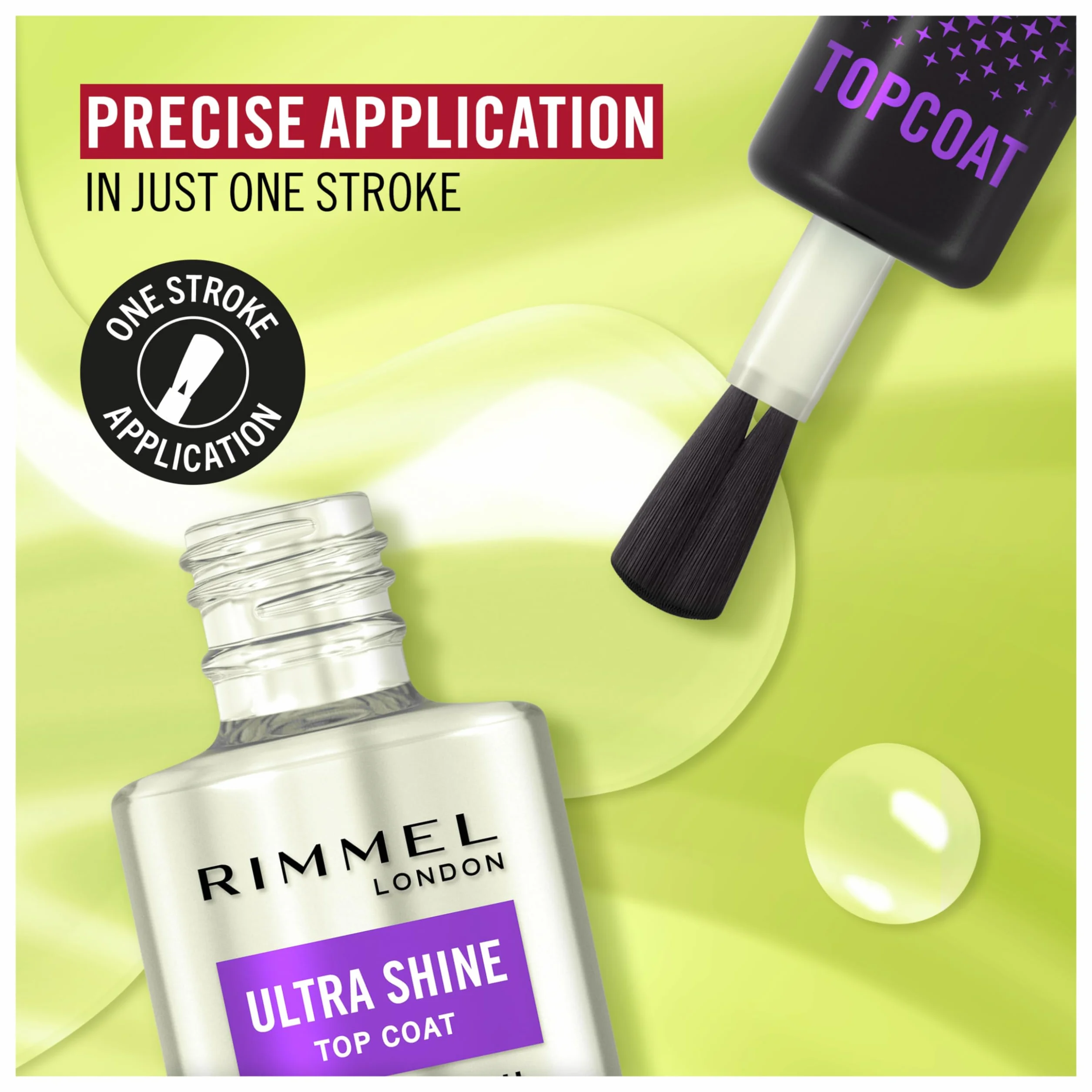 Rimmel London, Top Coat Ultra Shine, Top Coat Ultra Błyszczący i Długotrwały Chroni Kolor, Wegańska Formuła, 12ml