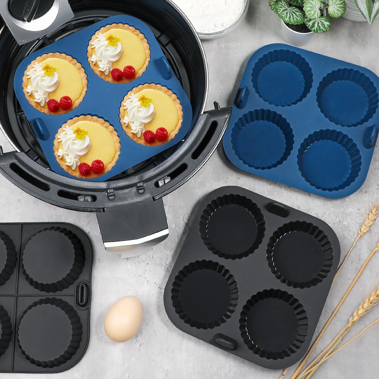 Webake Silikonowe Mini Foremki do Frytkownicy Powietrznej 7,6 cm, 4 szt., Forma do Quiche