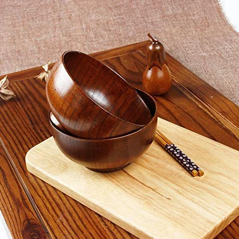 Drewniana miska w stylu japońskim 10 cm x 6,5 cm 4 opakowania