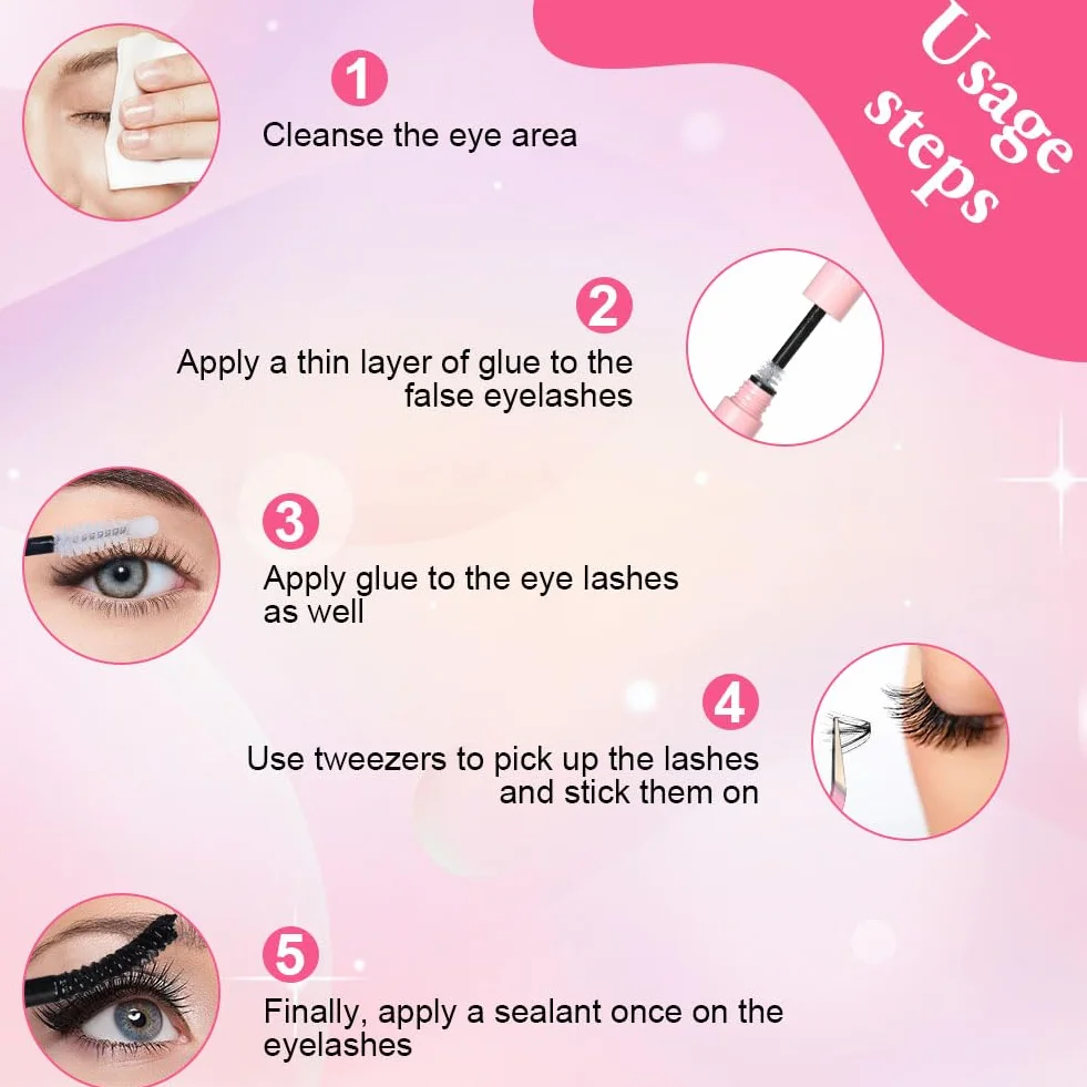 Aomig Zestaw do przedłużania rzęs, 722 szt., "zrób to sam", Cluster Lashes 8-16 mm, przyjazny dla środowiska materiał z efektem kociego oka, pęseta, klej, łącznie z rzęsami, naturalny wygląd, na co