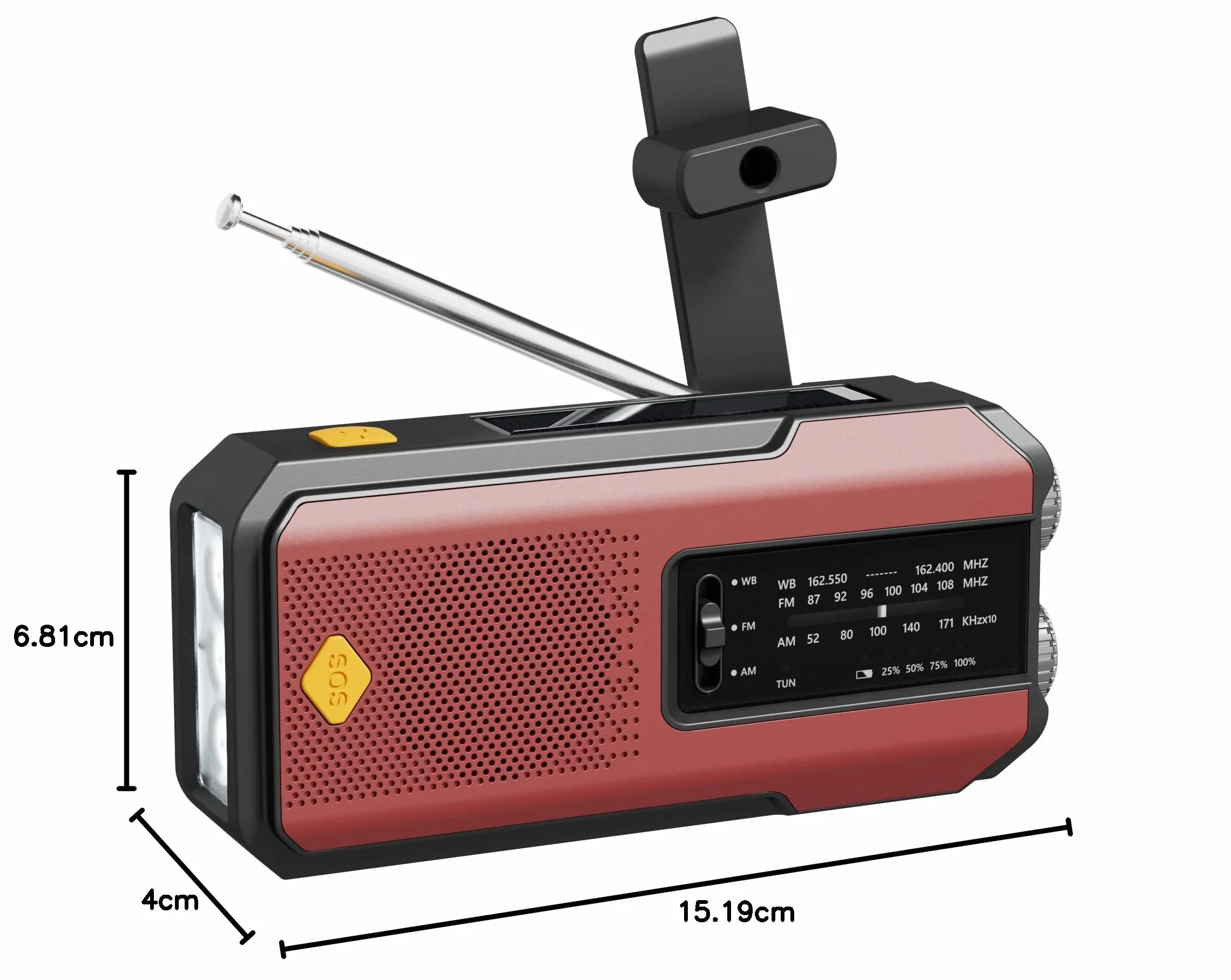 Radio słoneczne pogoda z AM FM NOAA, Przenośny generator energii radia awaryjnego korby 2000mAh, Survival Hurricance Gear 3 Latarka LED, ładowarka do telefonu USB do Camping