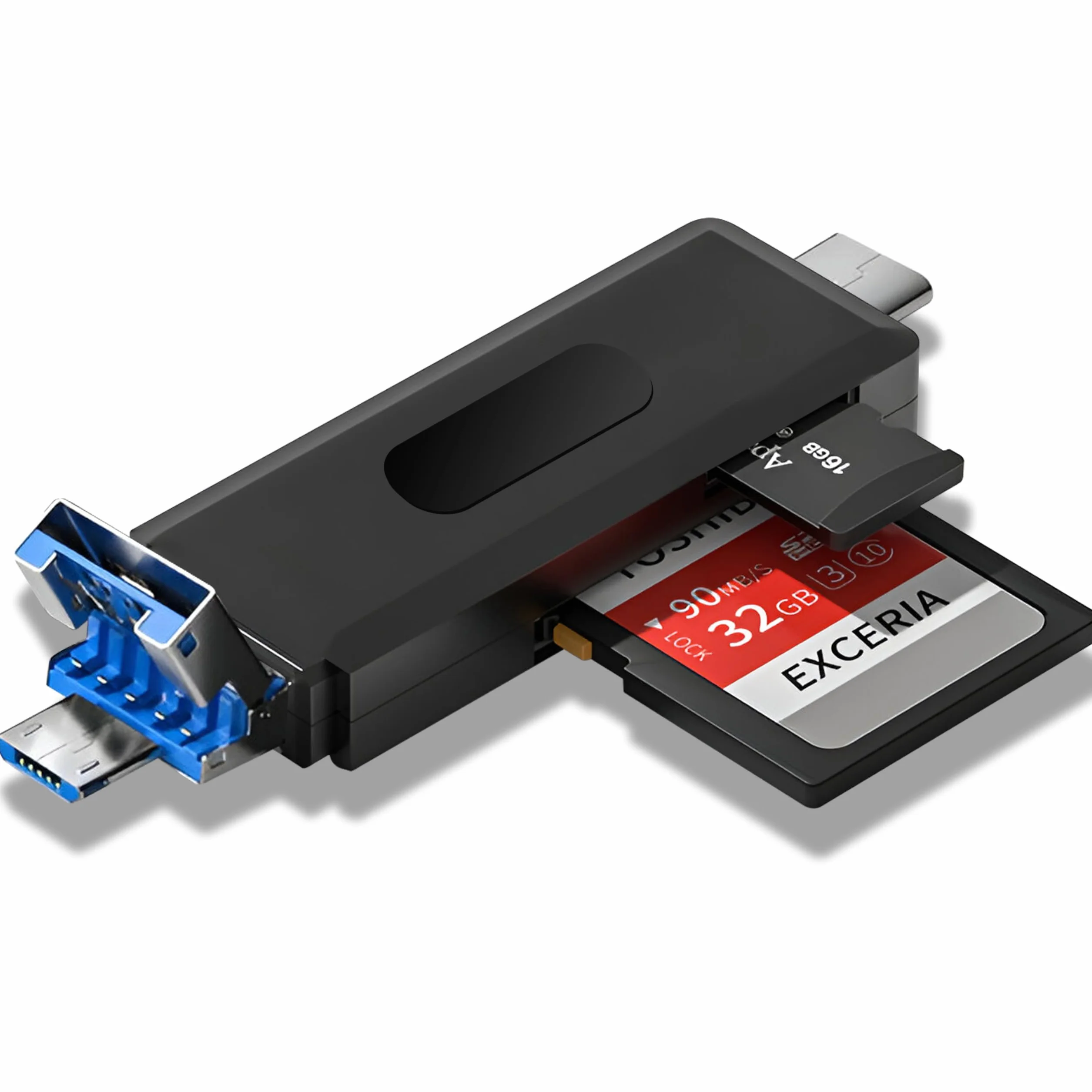 Retoo Czytnik kart USB Adapter Micro SDXC, SDHC, czytnik kart Highspeed OTG, USB 3.0/USB C, kompatybilny z Windows, Mac, Android, adapter kart pamięci, karty TF i UHS-I, Czarny