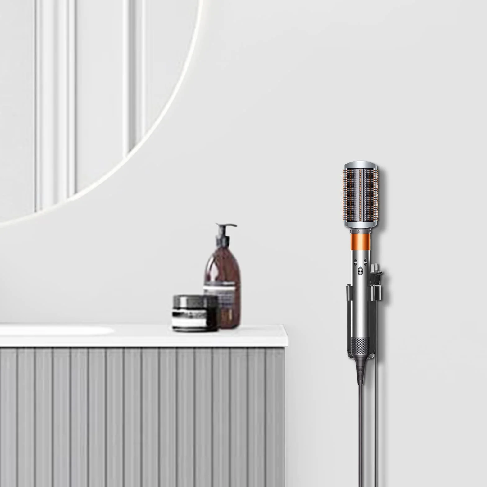 Uchwyt ścienny metalowy do Dyson Airwrap, organizer na prostownicę i lokówkę, odporny na wysokie temperatury, aluminium (czarny)