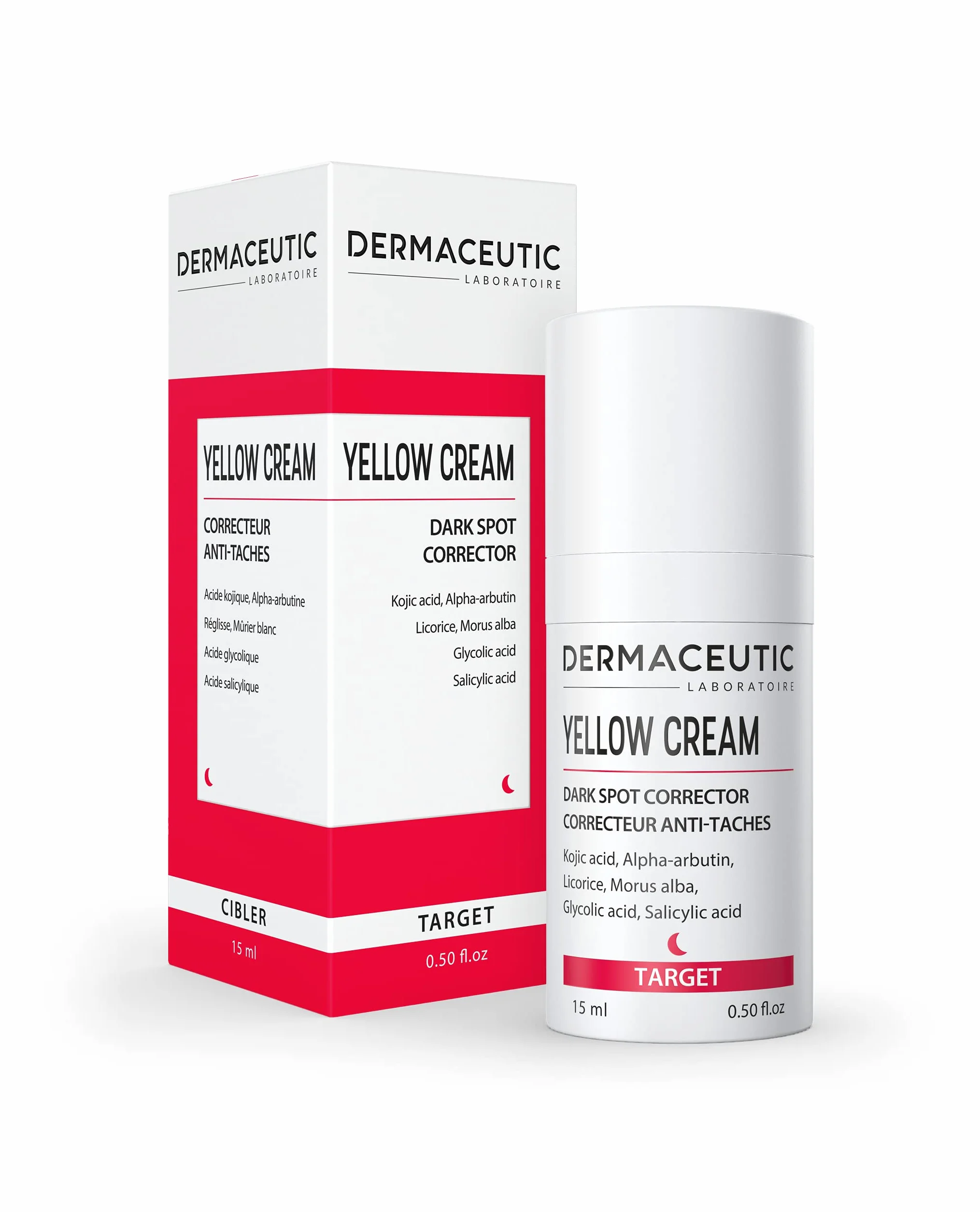 Dermaceutic Yellow Cream - Korektor zapobiegający plamieniom zawierający kwas kojiowy, alfa-arbutynę, ekstrakt z lukrecji, ekstrakt z morwy białej, kwas glikolowy i salicylowy - 15ml