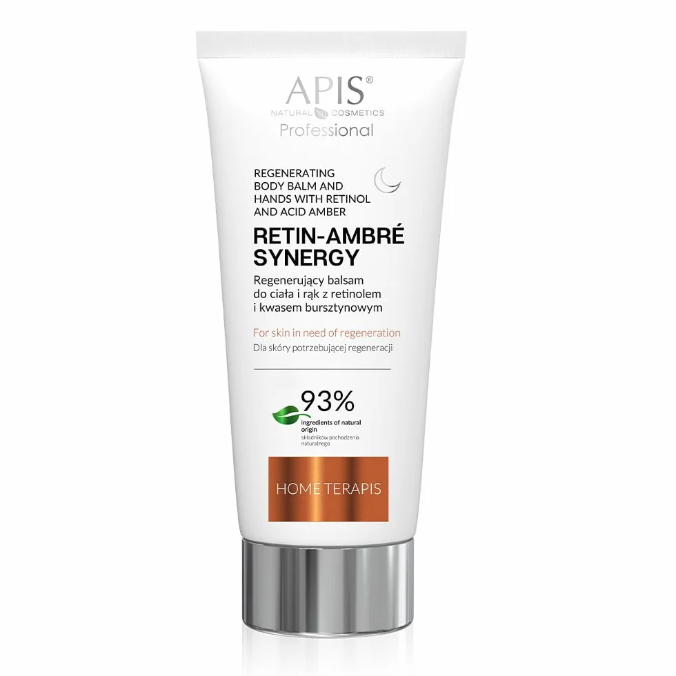 Apis RETIN AMBRE SYNERGY balsam do ciała i rąk na noc – 200 ml – z retinolem i kwasem bursztynowym, pielęgnacja skóry, nawilżenie, wygładzanie, regeneracja