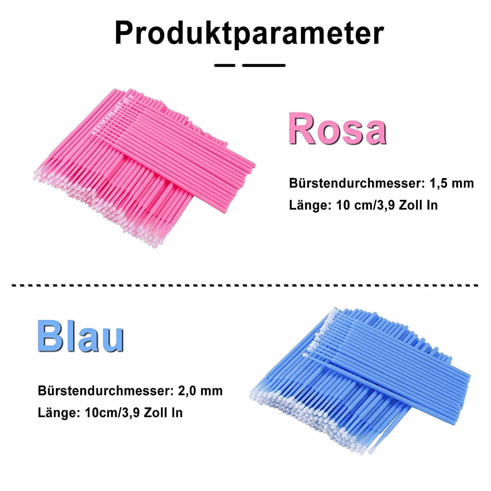 400 sztuk jednorazowych mikroszczoteczek do przedłużania rzęs, laseczek do czyszczenia makijażu, ustne i czyste (różowe + niebieskie)