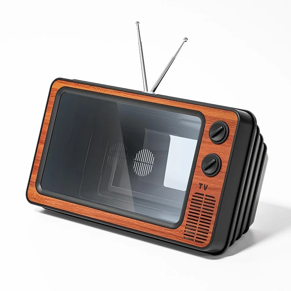 Vintage TV telefon retro telefon komórkowy kontynuacja w rozszerzonym powiększeniu wzmacniacz ekran stojak na telefon przestrzenny
