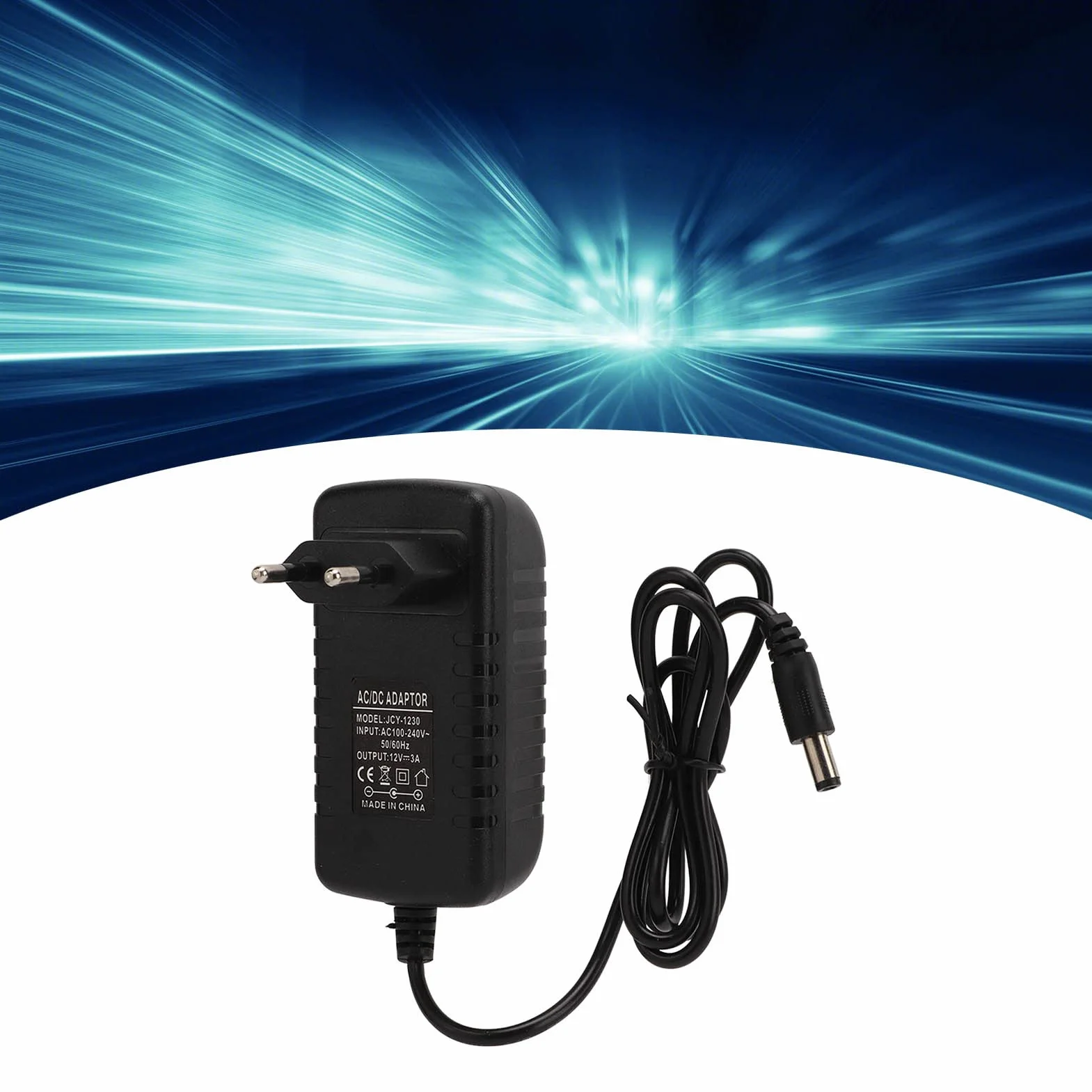 Sonew Zasilacz 12V 3A, Uniwersalny Transformator Zasilający do Monitora, Izolacja Prądu Stałego Funkcje Adapter Wtyczka EU 100‑240V