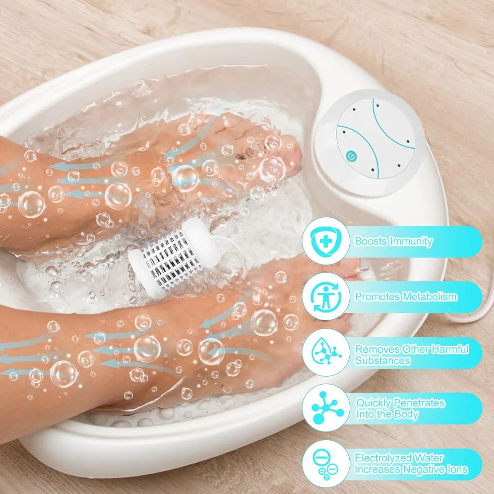 Ioniczna kąpiel stóp, Home Ionic Foot Spa Ionic Foot Wanna, Kompletny zestaw do kąpieli z elektrolizą stóp, Detox Ionic, przenośna maszyna do czyszczenia stóp, bez umywalki
