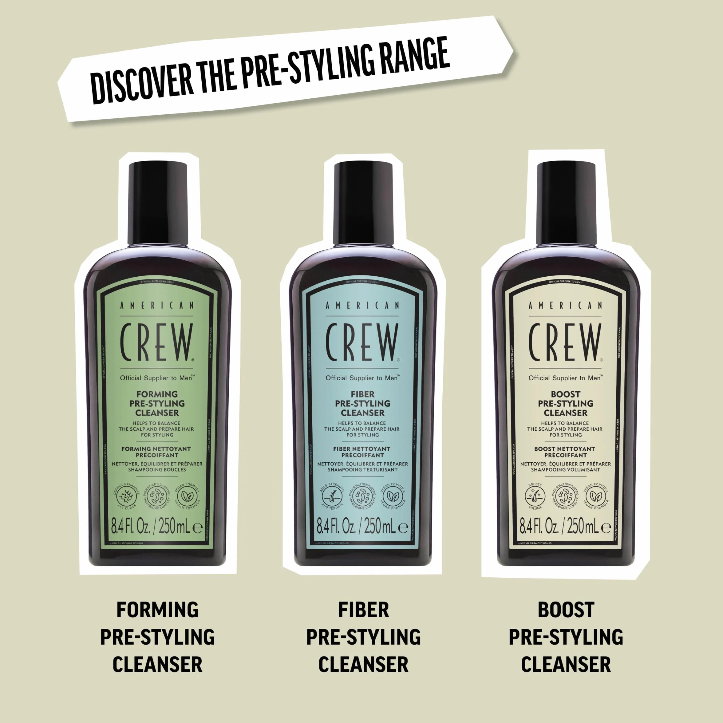 American Crew Boost Pre-Styling Shampoo - Zwiększający objętość produktu do stylizacji dla mężczyzn - Wegański szampon dla mężczyzn z cienkimi lub płaskimi włosami - 250ML