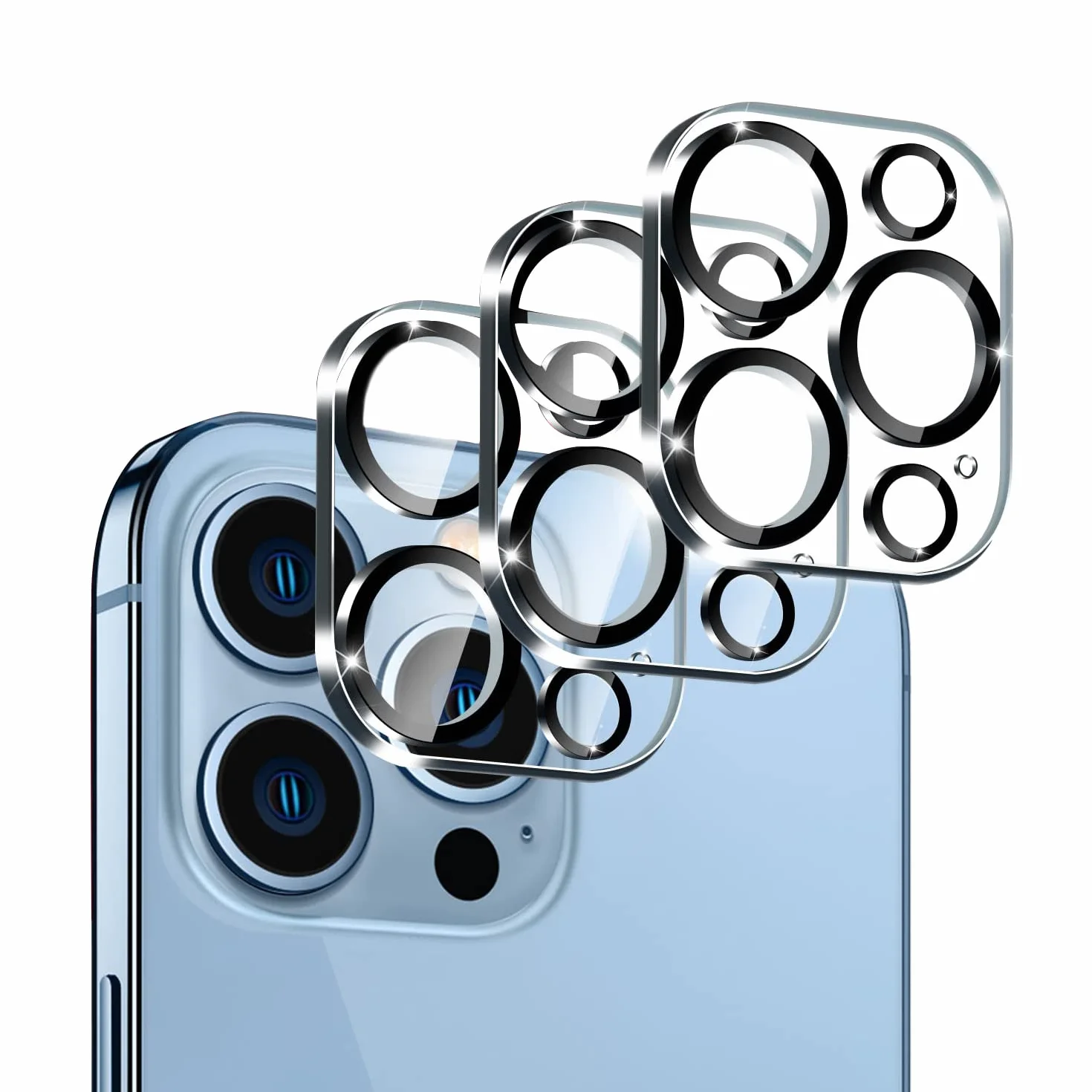 3 sztuki szkło ochronne do aparatu kompatybilne z iPhone 13 Pro/iPhone 13 Pro Max ochrona aparatu [szybka instalacja 10S] odporne na zarysowania, twardość 9H, przezroczyste HD, pełna ochrona