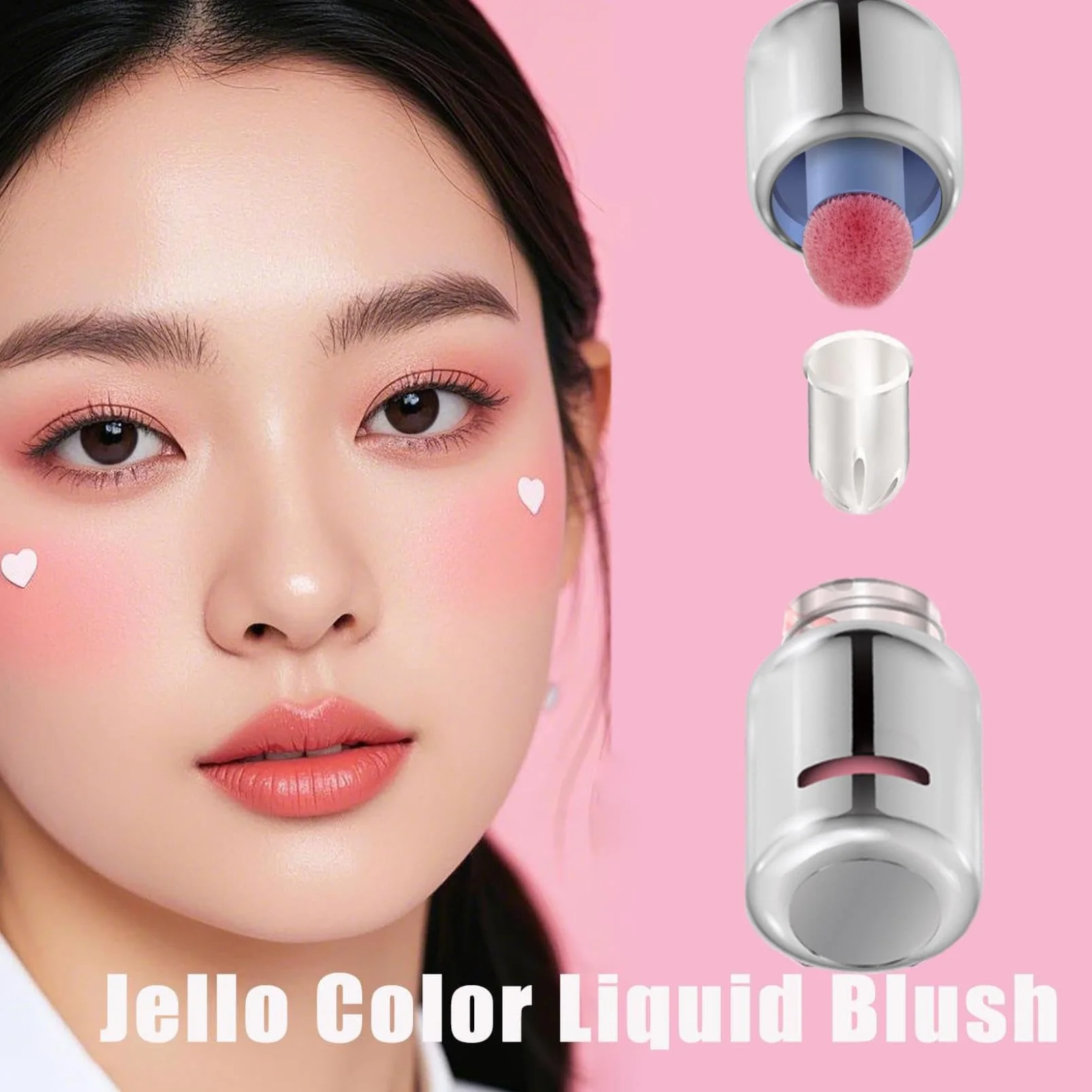 Liquid Blush, płynny róż z gąbczastą, Jelly Color Liquid Blush, długo utrzymujący się płynny róż do koloru o wysokiej pigmentacji, wykończenie chrztu (pudding sakura)