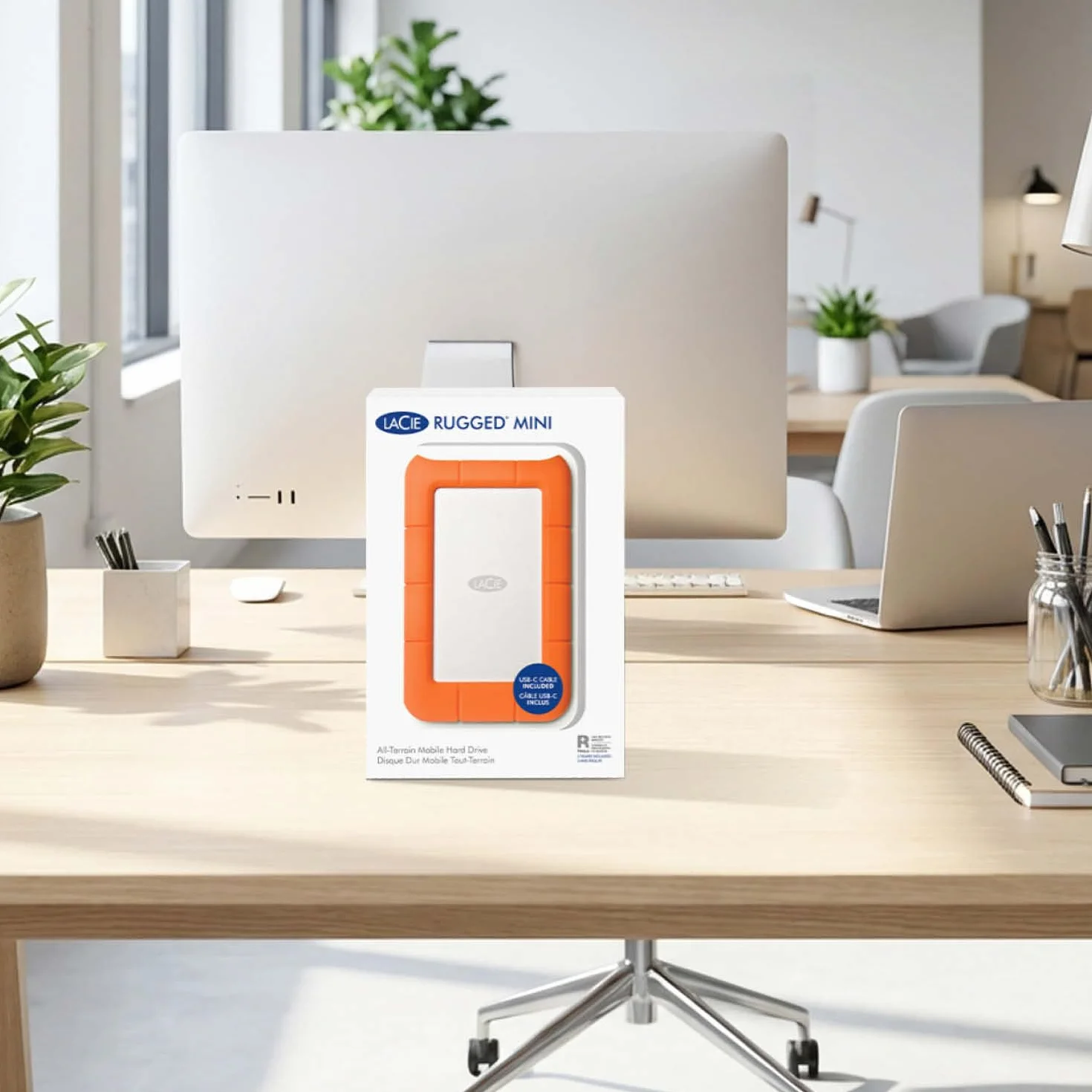 LaCie Rugged Mini 1TB, Zewnętrzny dysk twardy przenośny, 2.5", PC Mac iPad & iPhone, Data Rescue Service (LAC301558)