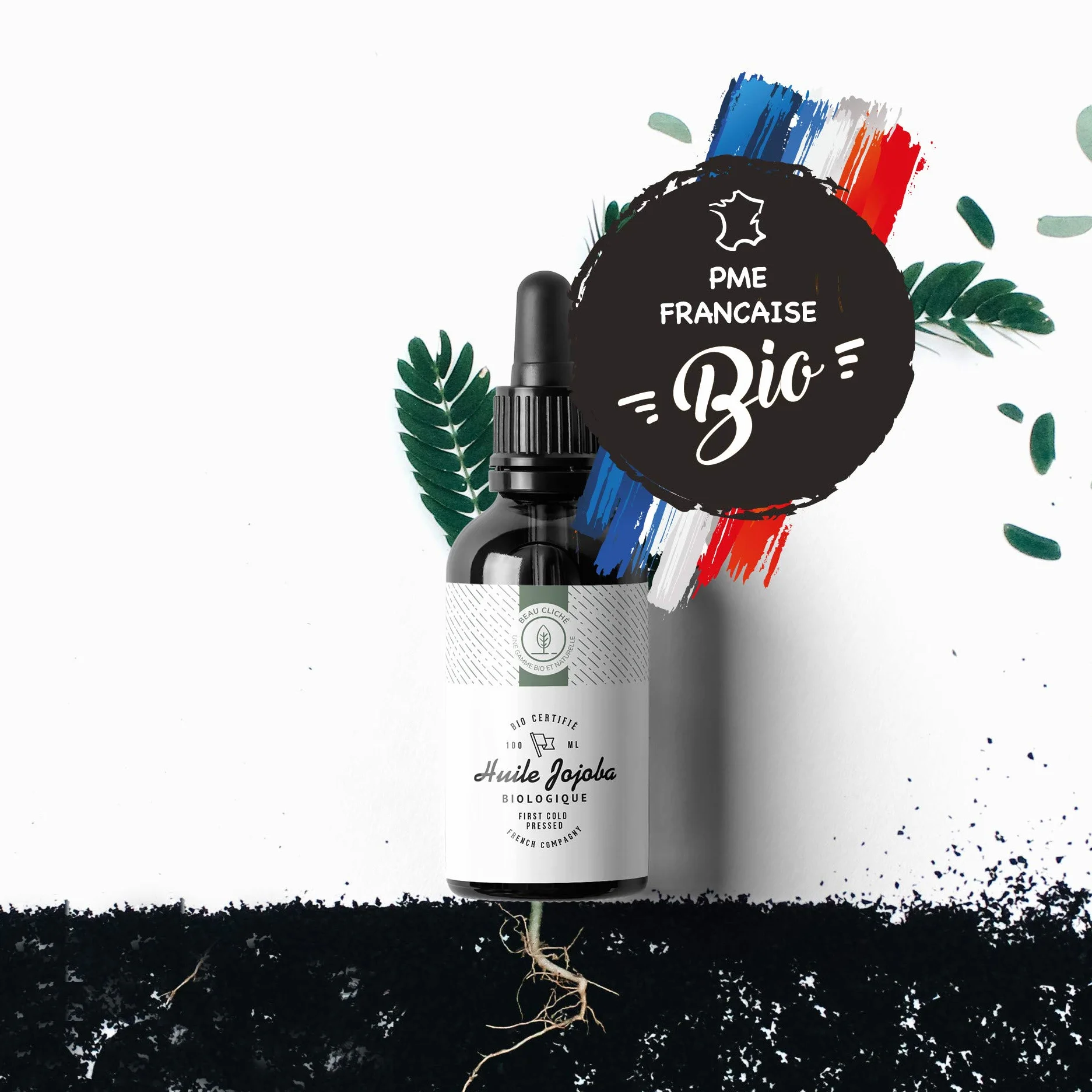 100ml Olejek Organiczny Jojoba, Tłoczony na Zimno, 100% Naturalna Pielęgnacja skóry, Włosów, Brody - Szklana Butelka - Pakowany we Francji