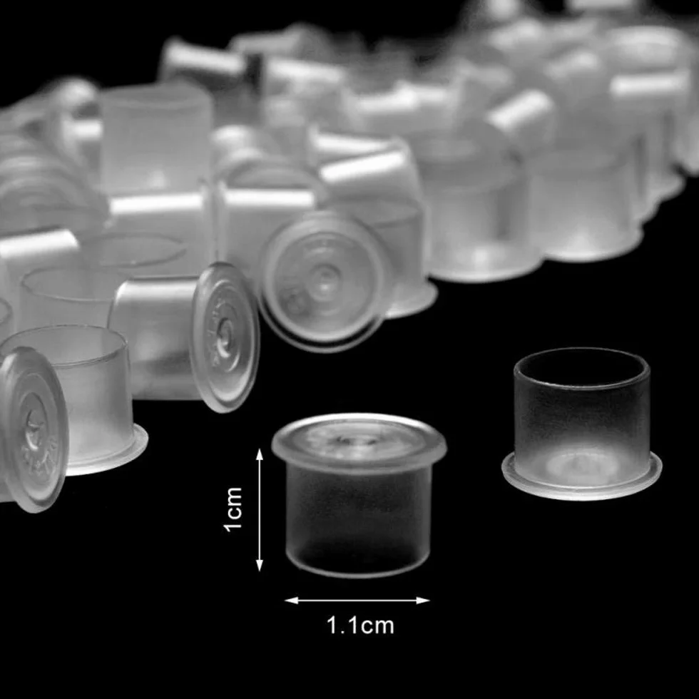 300 szt. Mały rozmiar Plastikowe kubki z tuszem Szerokie białe korki z tuszem Podstawa, 10x11mm S do tuszu do tatuażu, materiały do tatuażu.