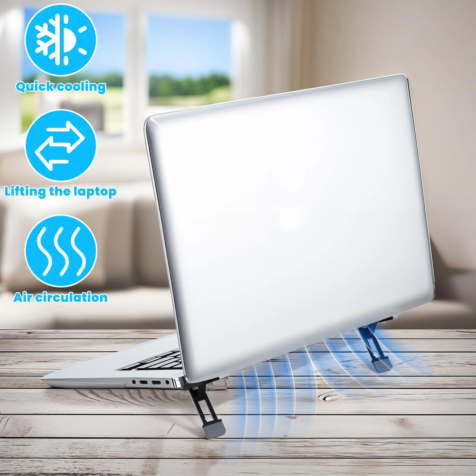 2 pak mini podstawek pod laptopa i klawiaturę, 3-poziomowa regulowana wysokość, składana, przenośna małego z antypoślizgową silikonową podstawą do wszystkich laptopów i klawiatury (czarny)