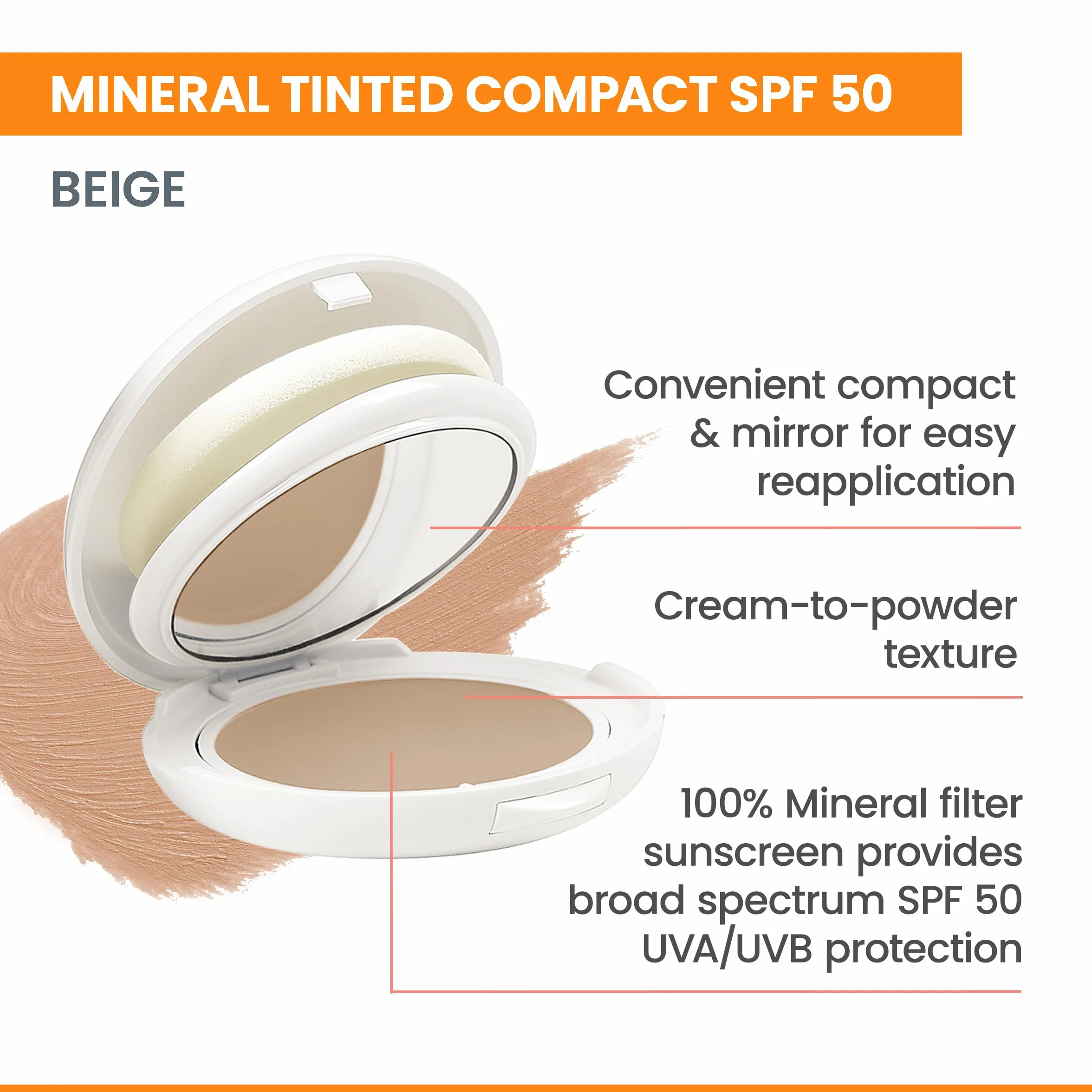 Avène Compact farba SPF50 nowa formuła w kolorze piasku, 10 g