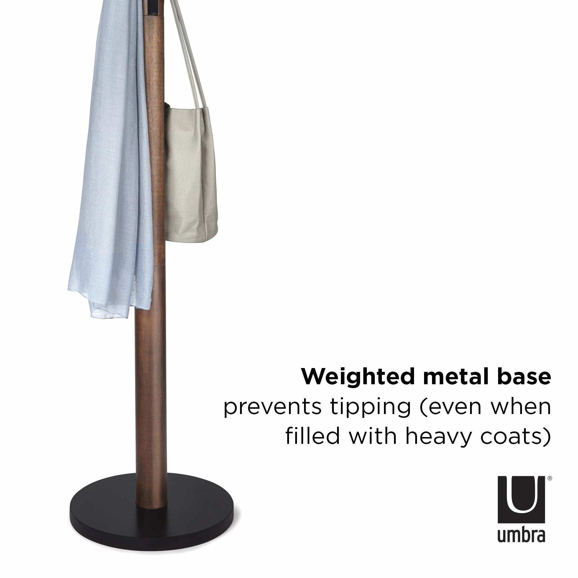 Umbra Flapper Wieszak na Ubrania, Czarny/Orzech Włoski, 57.2 x 57.2 x 165.1 cm