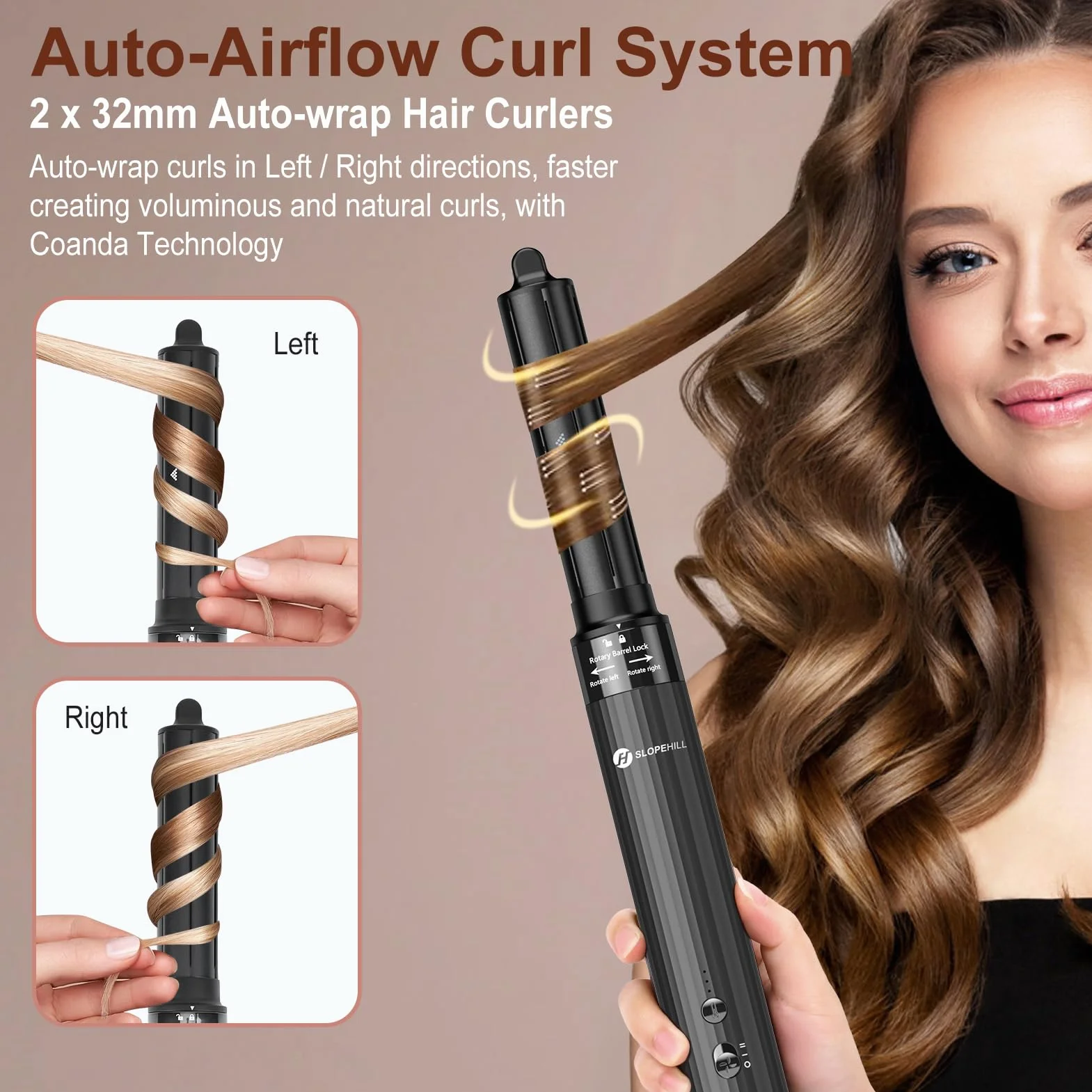Slopehill Airstyler 5 w 1, 110 000 RPM High-Speed Ionic suszarka do włosów, szybkoschnąca, wielofunkcyjna stylizacja włosów z automatyczną lokówką, prostownicą do włosów, szczotką i szczotką do