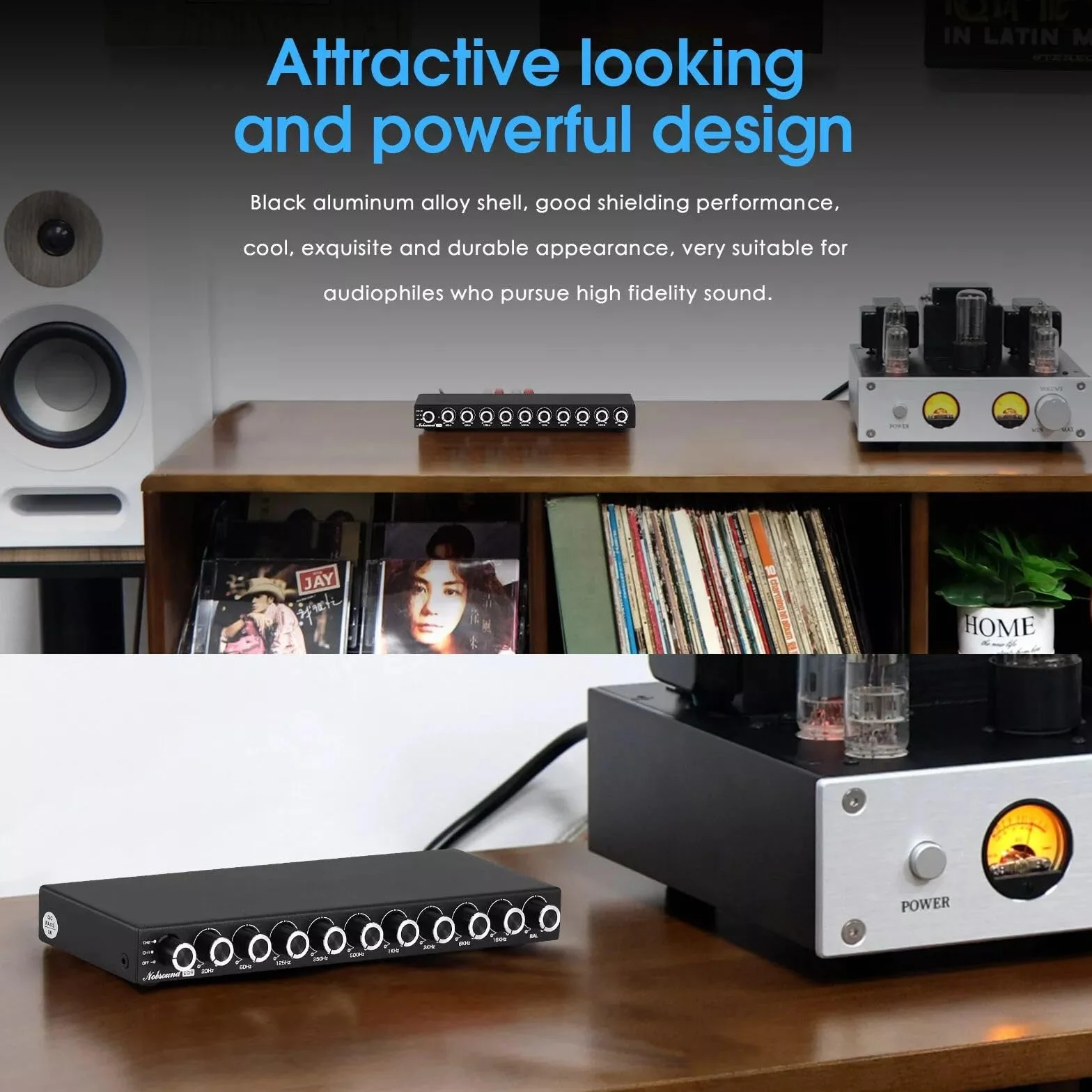 Nobsound HiFi 9-pasmowy Stereo EQ przedwzmacniacz analogowy equalizer, procesor audio do domu/samochodu (EQ9)