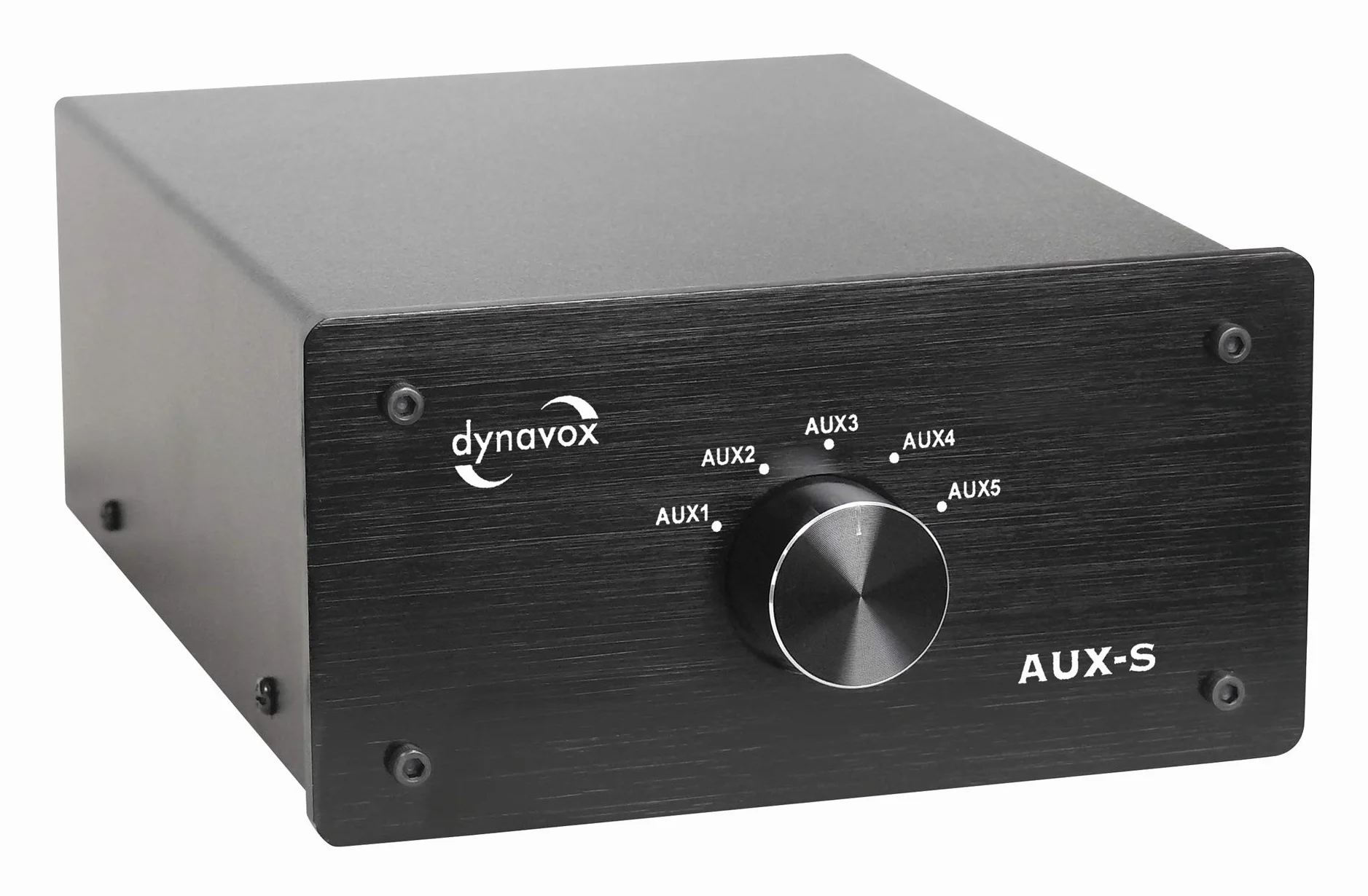 Dynavox Przełącznik rozszerzenia AUX, wejście w metalowej obudowie z 5 wejściami cinch, do wzmacniaczy stereo i Surround, czarny